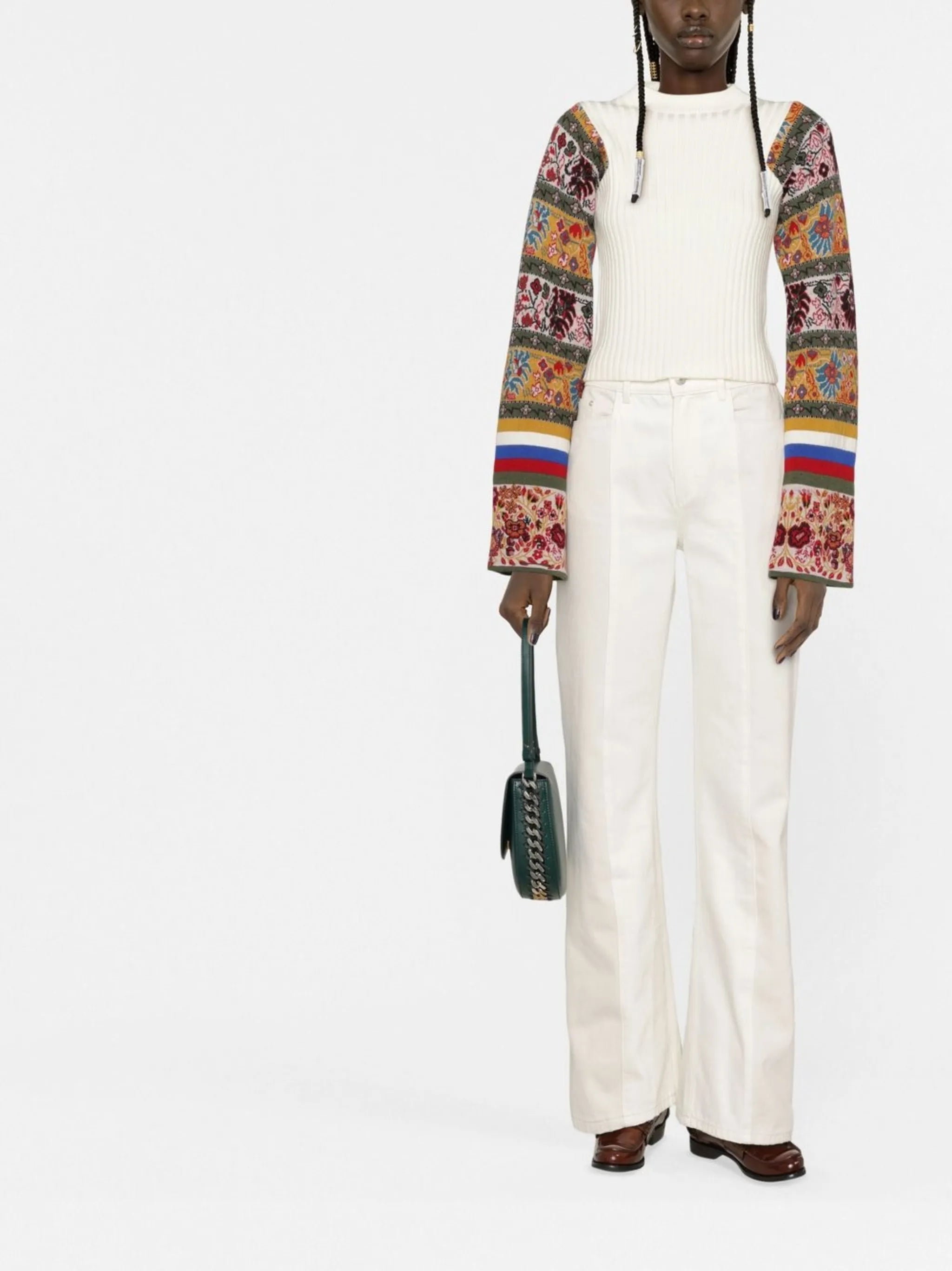 contrasting-panel intarsia-knit jumper