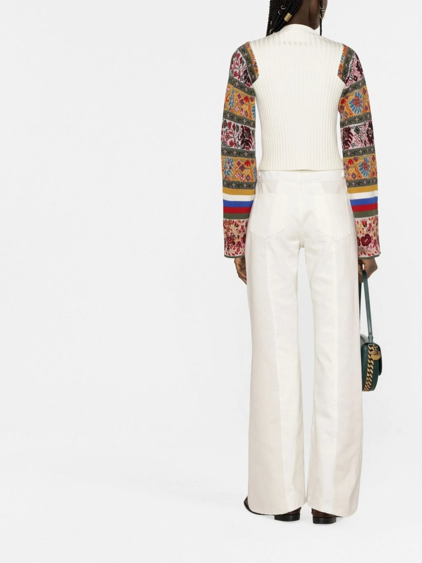 contrasting-panel intarsia-knit jumper