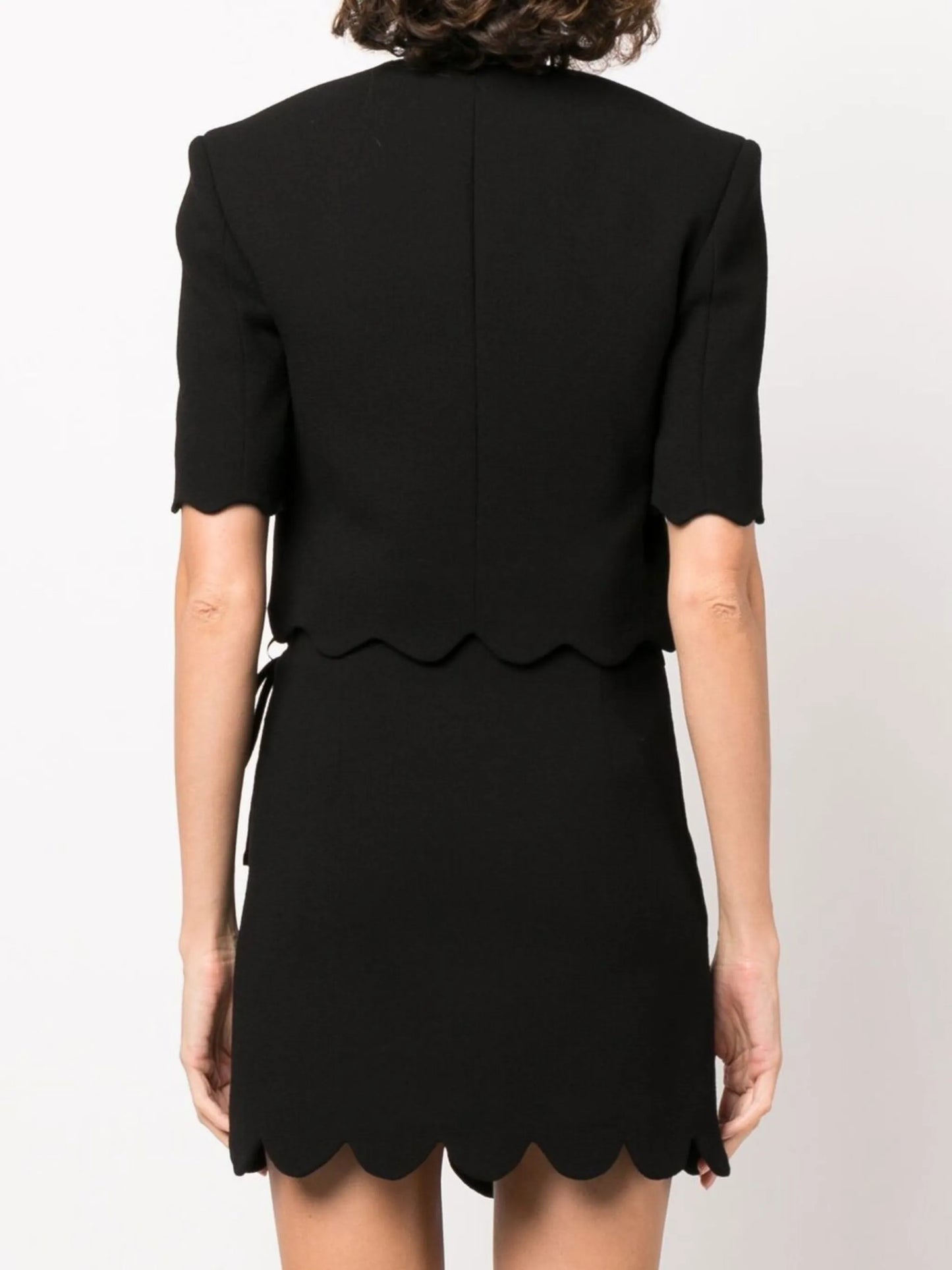 scalloped-hem blazer-top