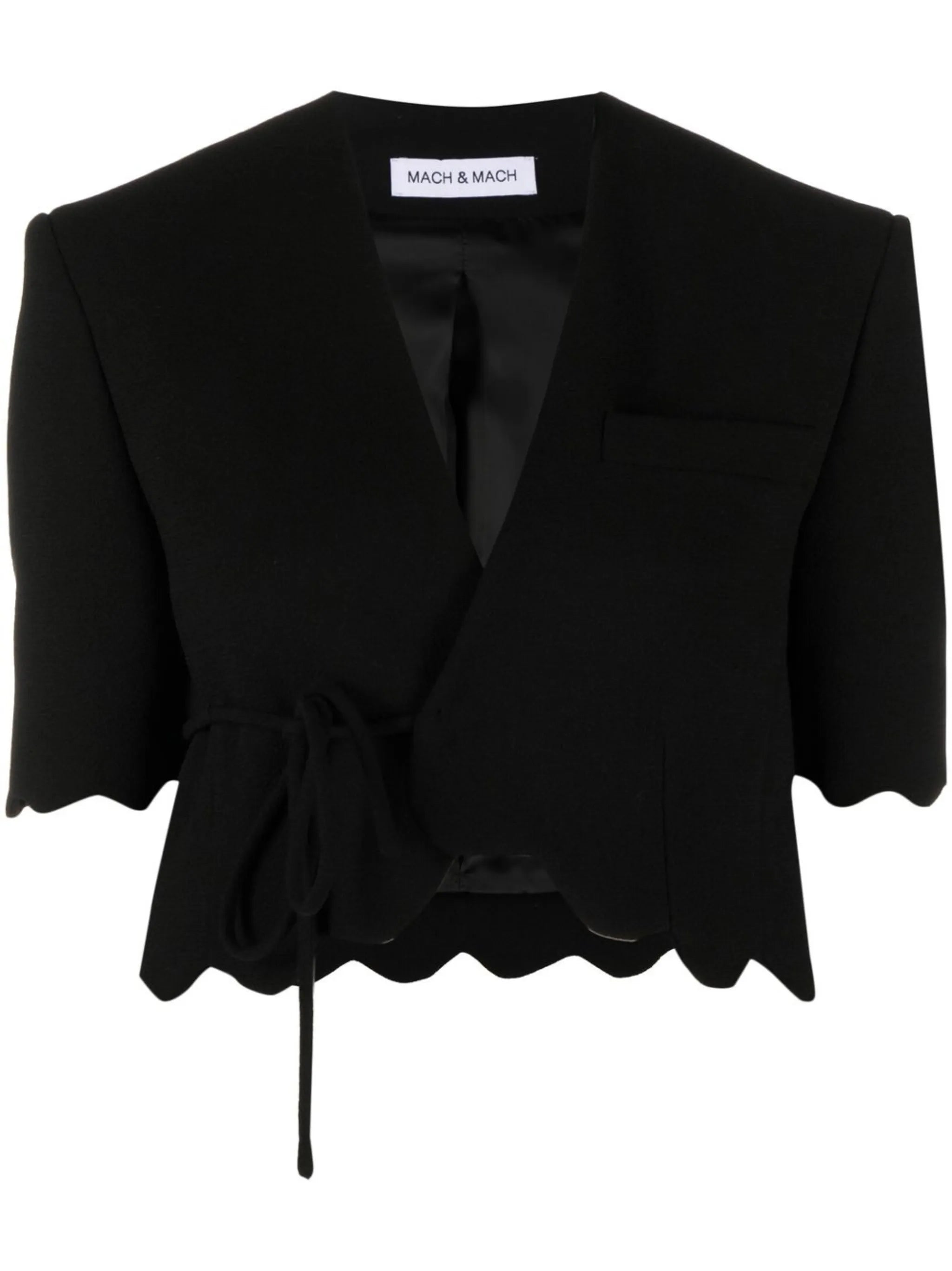 scalloped-hem blazer-top