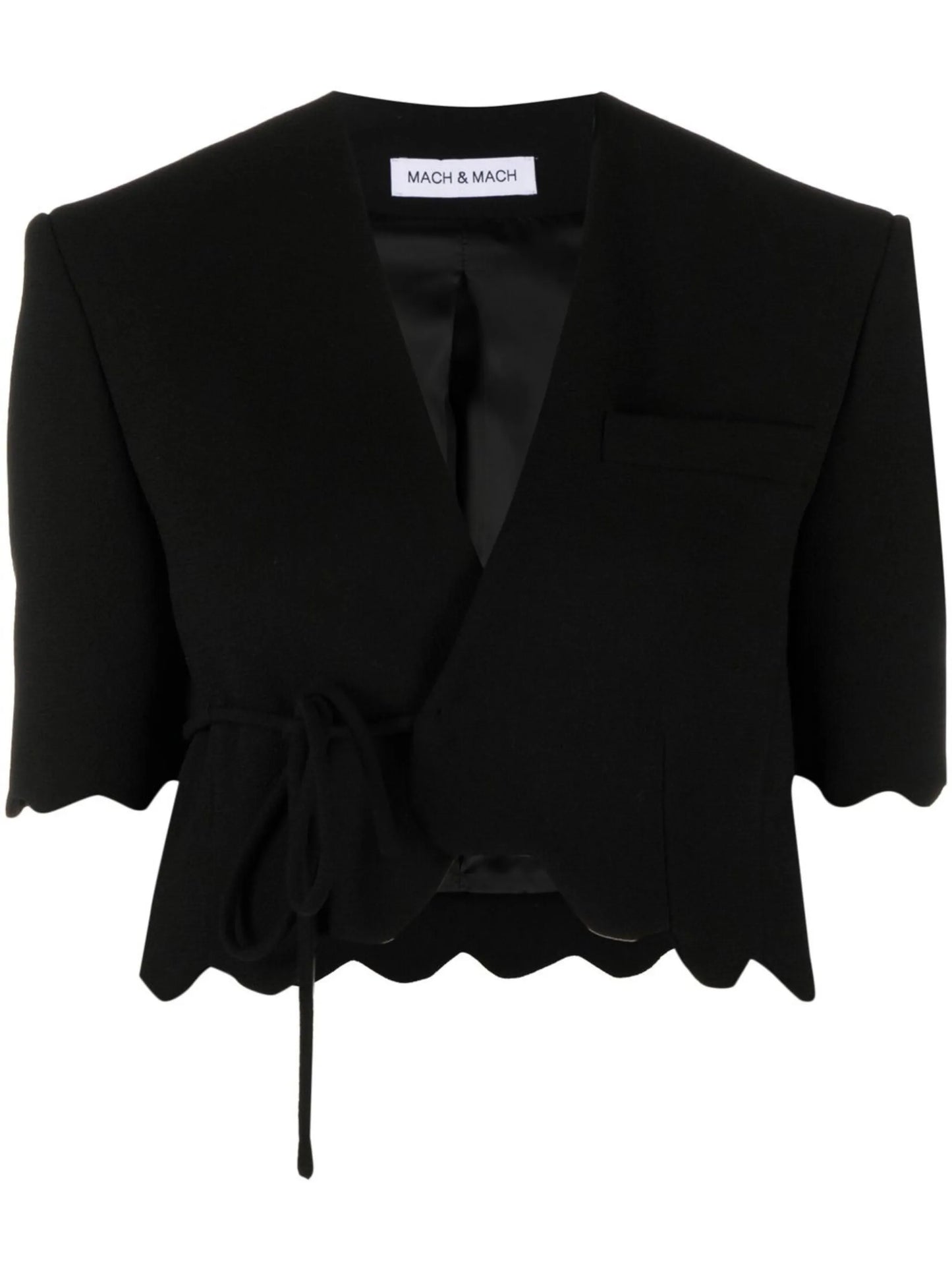 scalloped-hem blazer-top