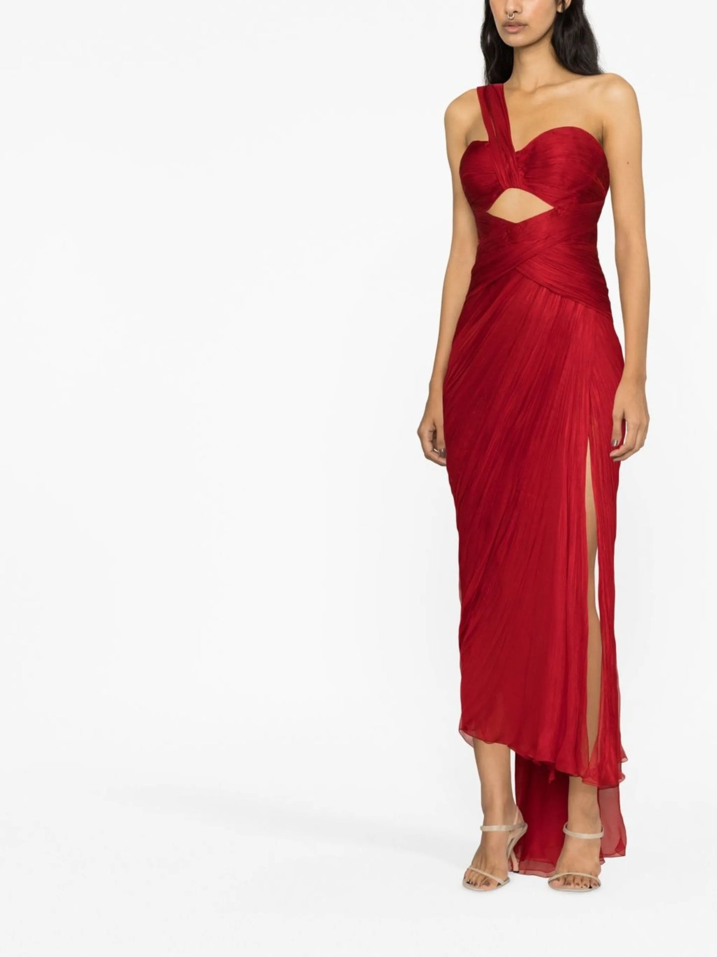 Amelia cut-out detail one-shoulder gown