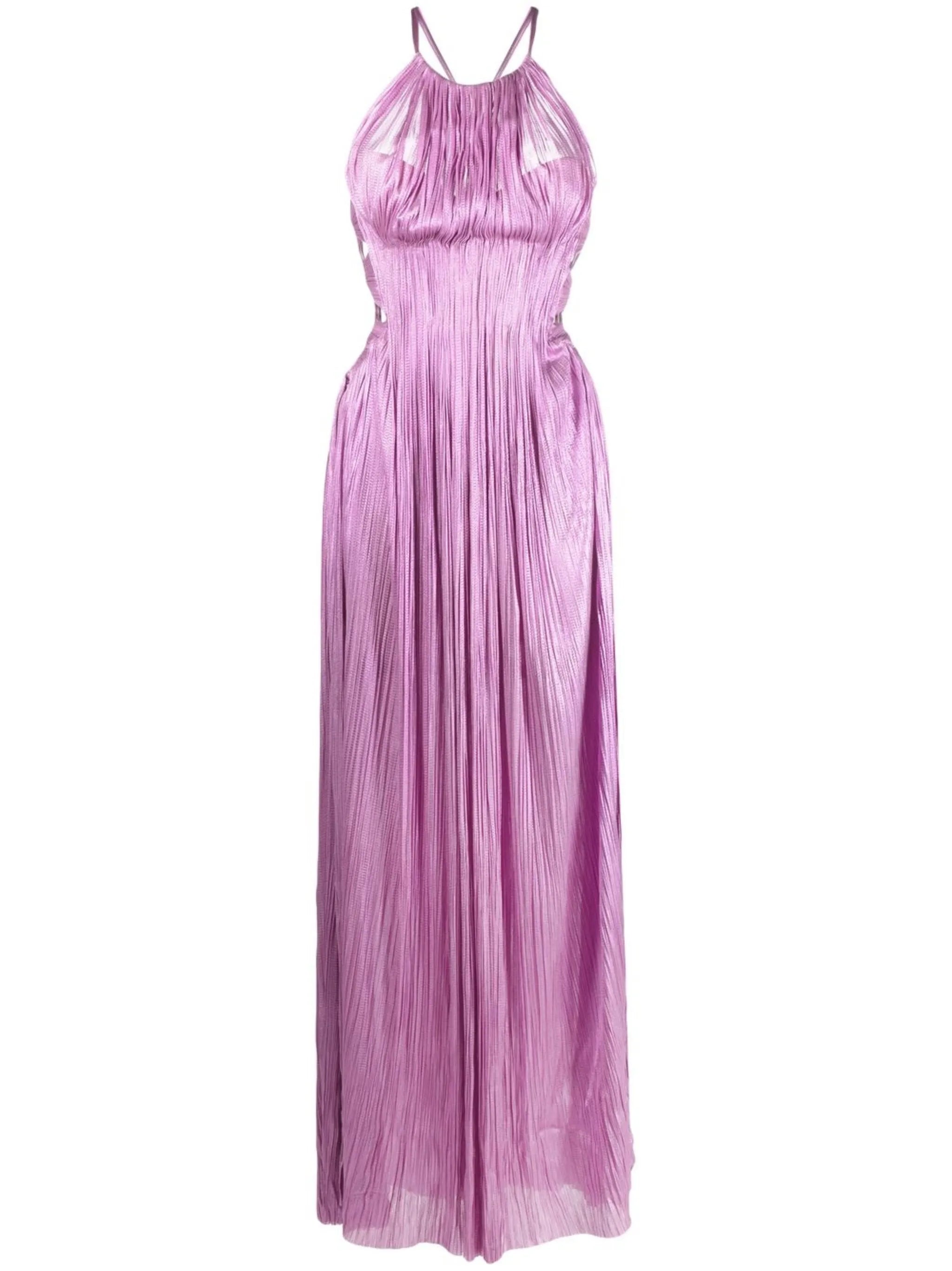Valeria halterneck plissé gown