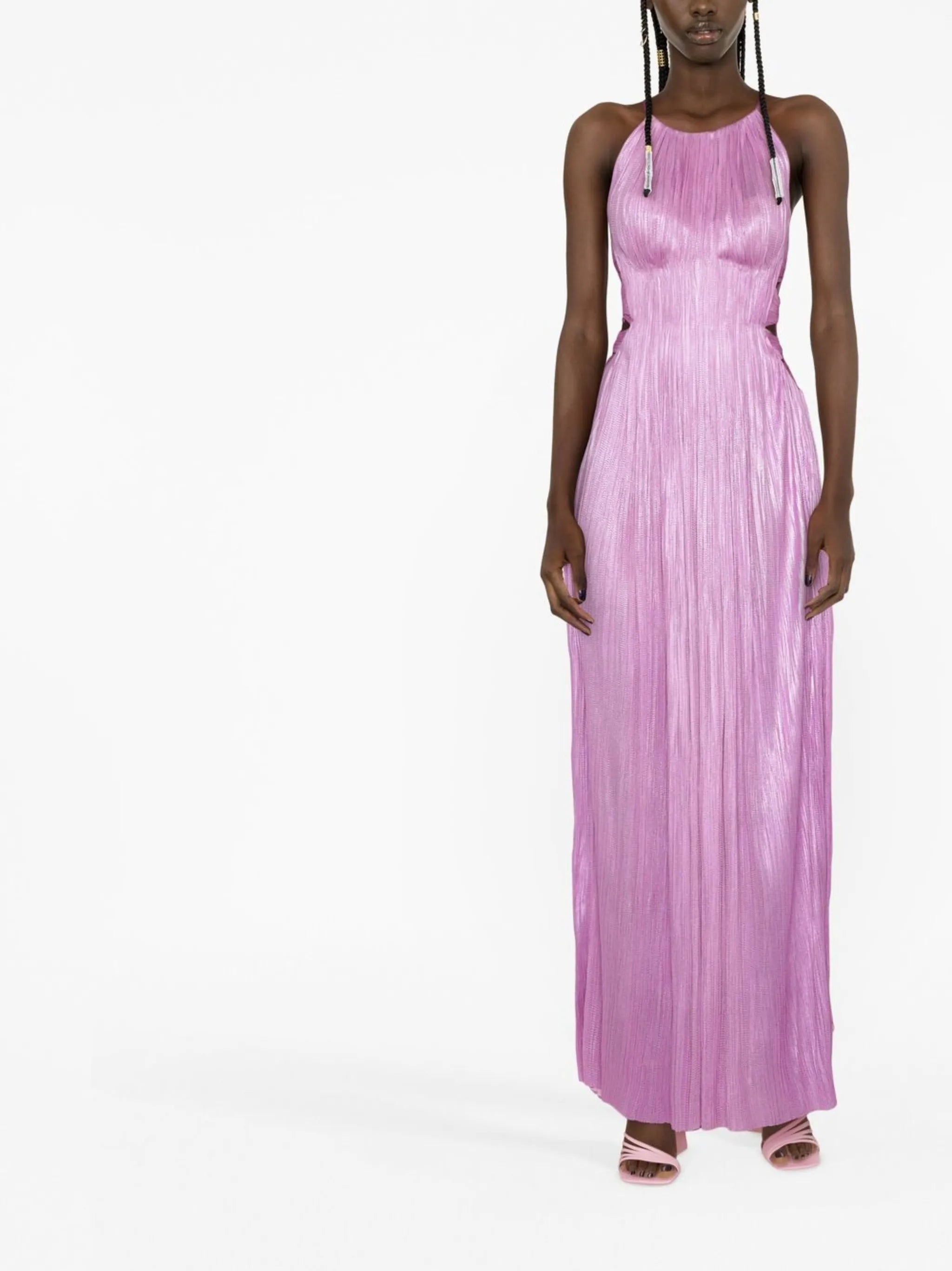 Valeria halterneck plissé gown