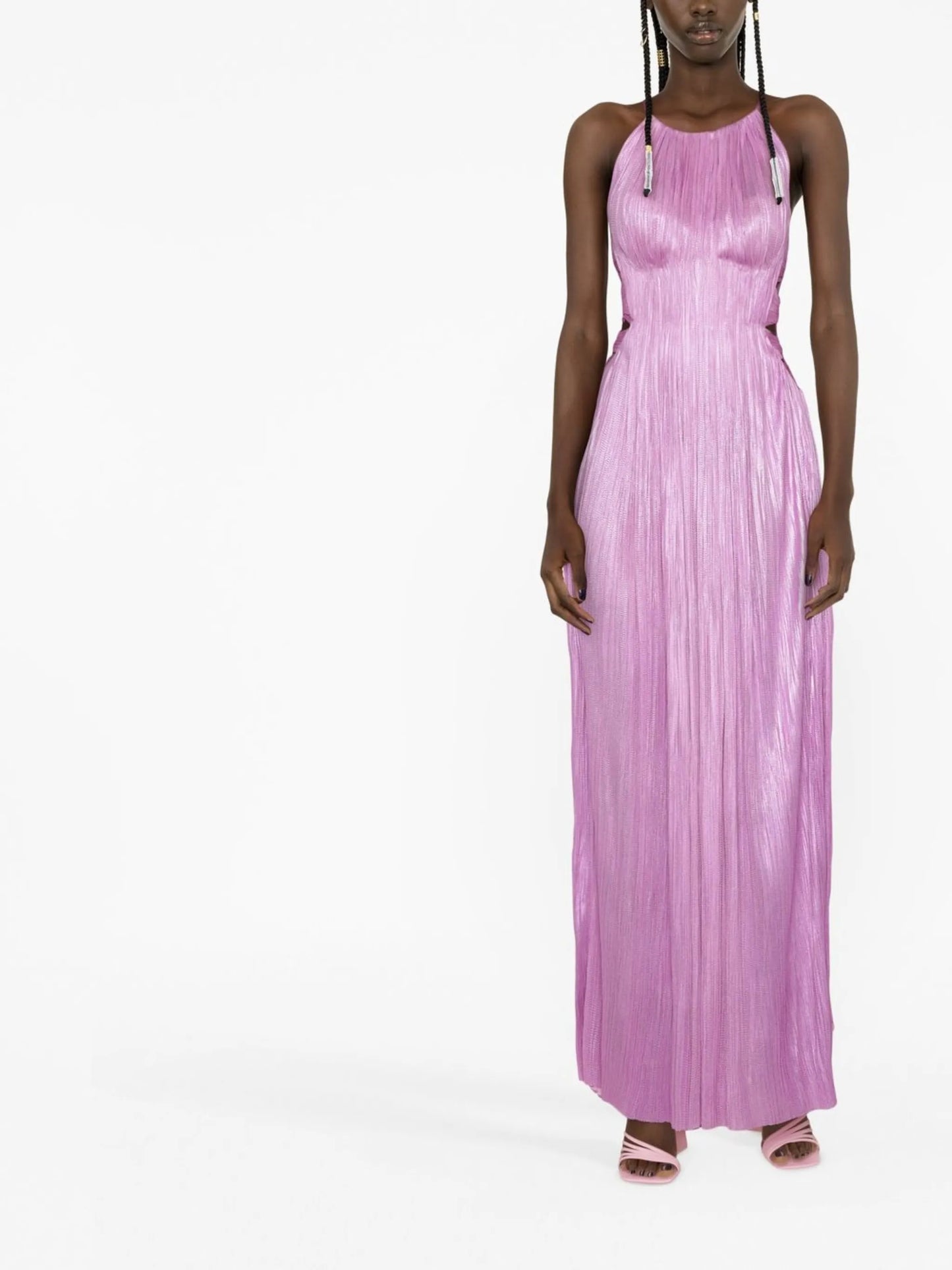 Valeria halterneck plissé gown