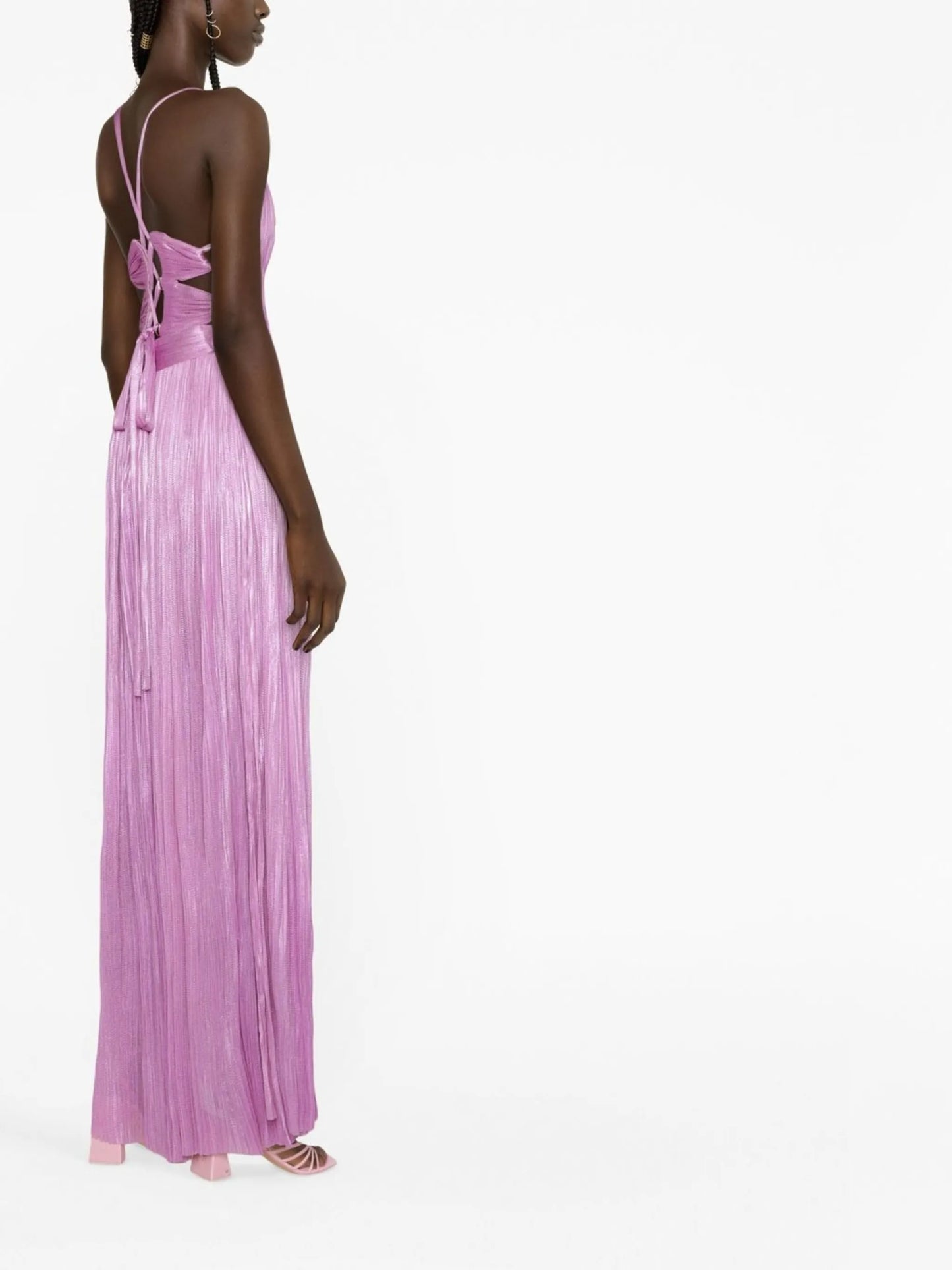 Valeria halterneck plissé gown