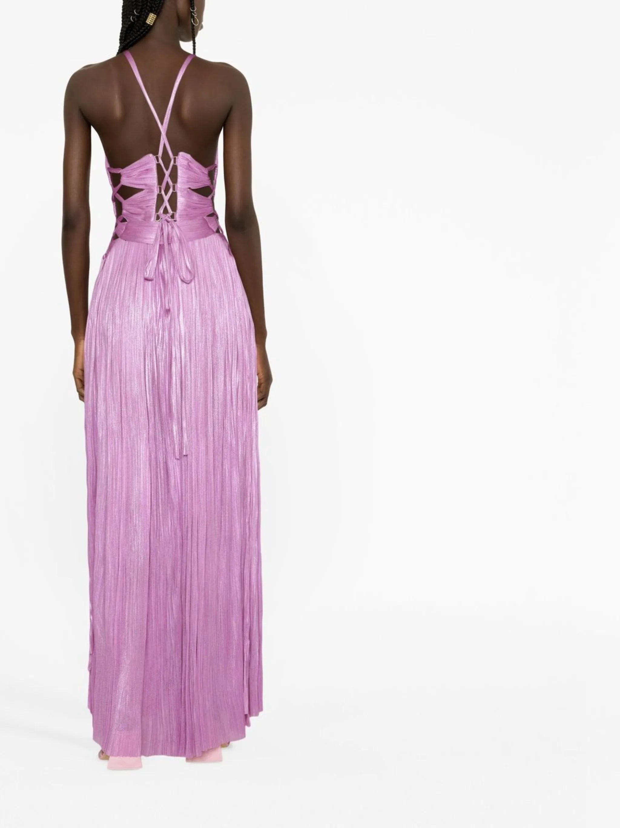 Valeria halterneck plissé gown