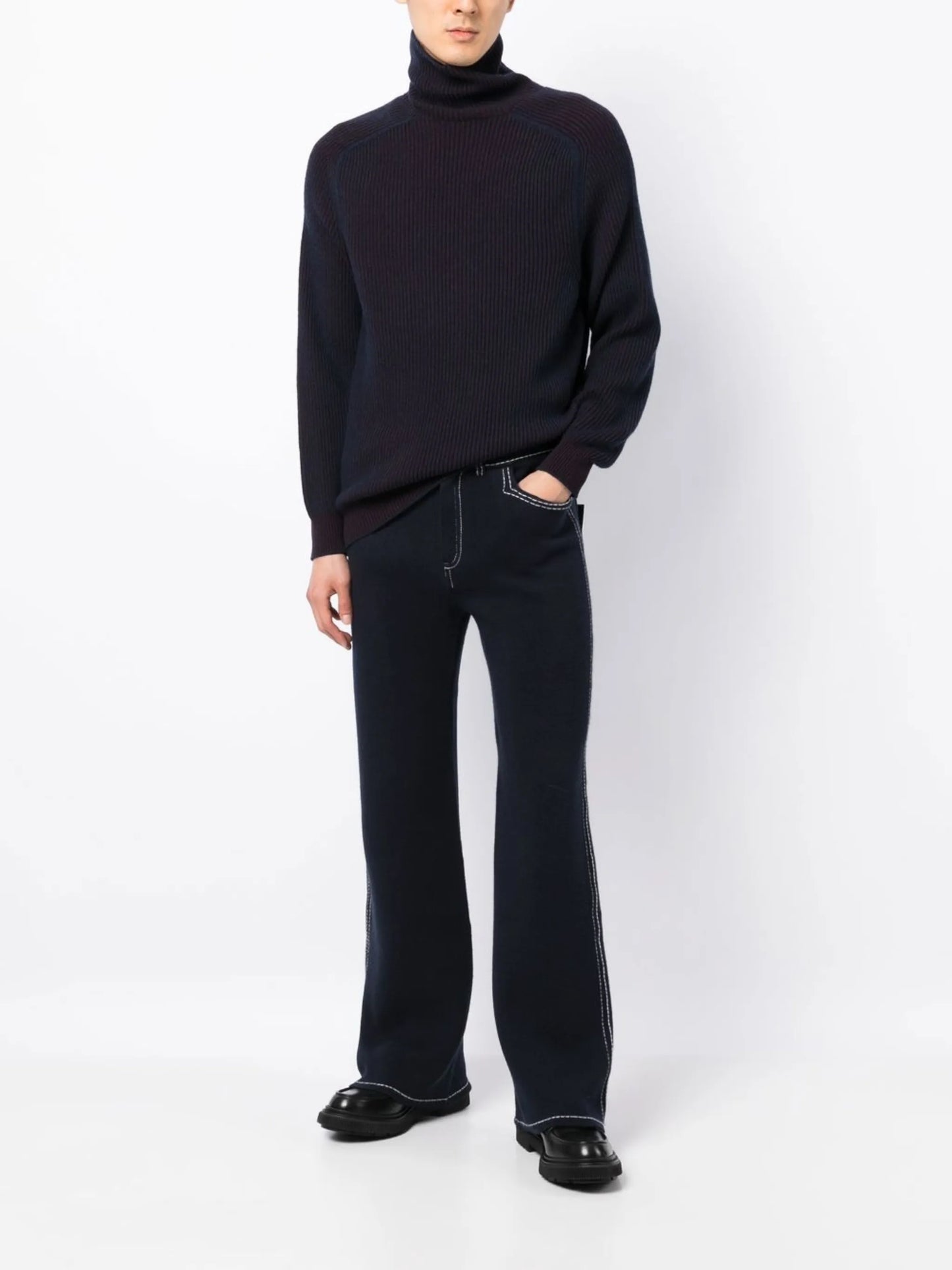 high-rise wide-leg trousers