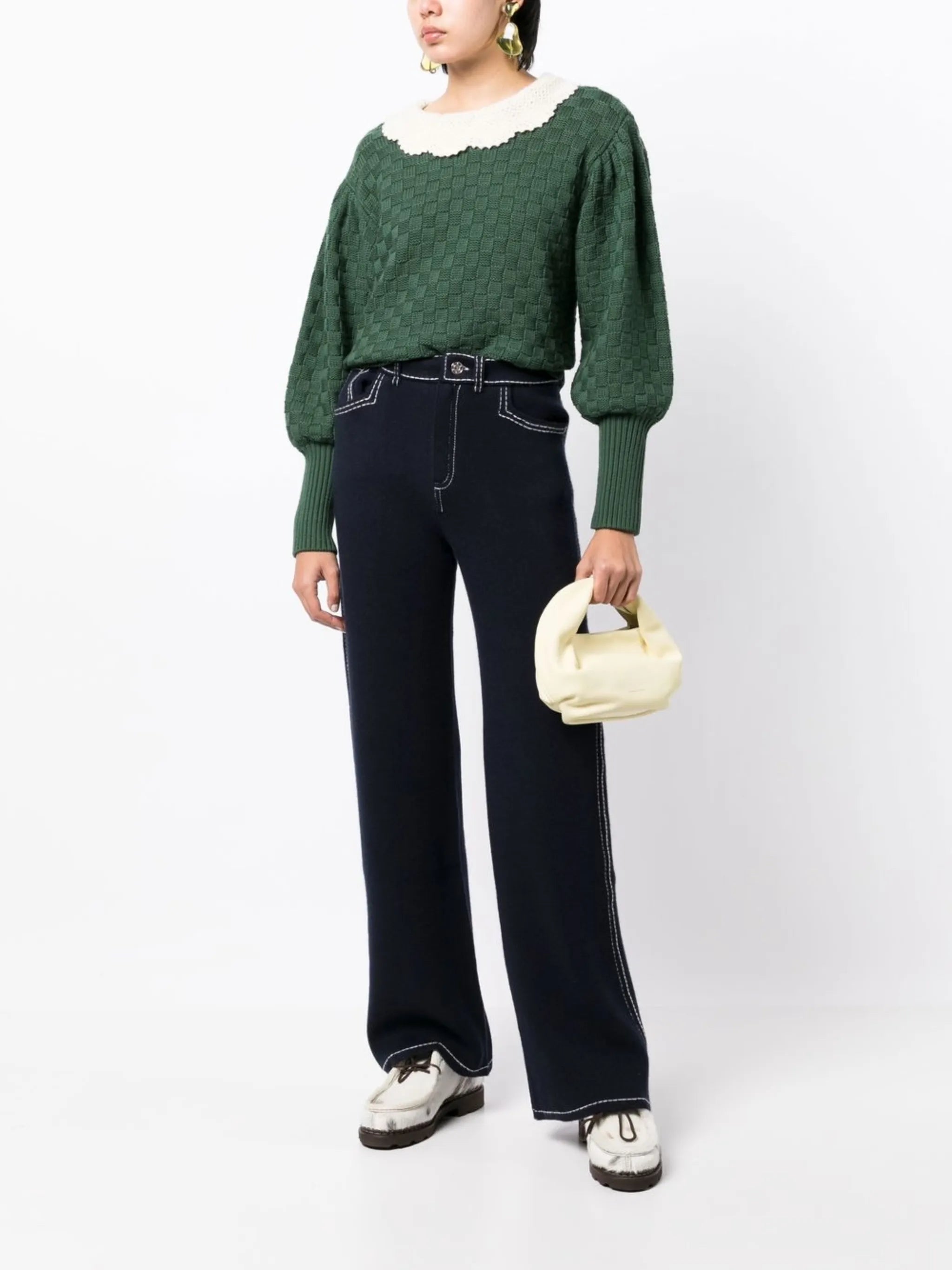 high-rise wide-leg trousers