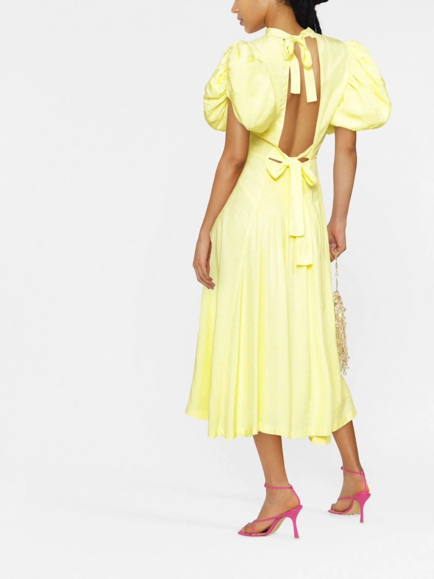 Noon puff-sleeve midi dress