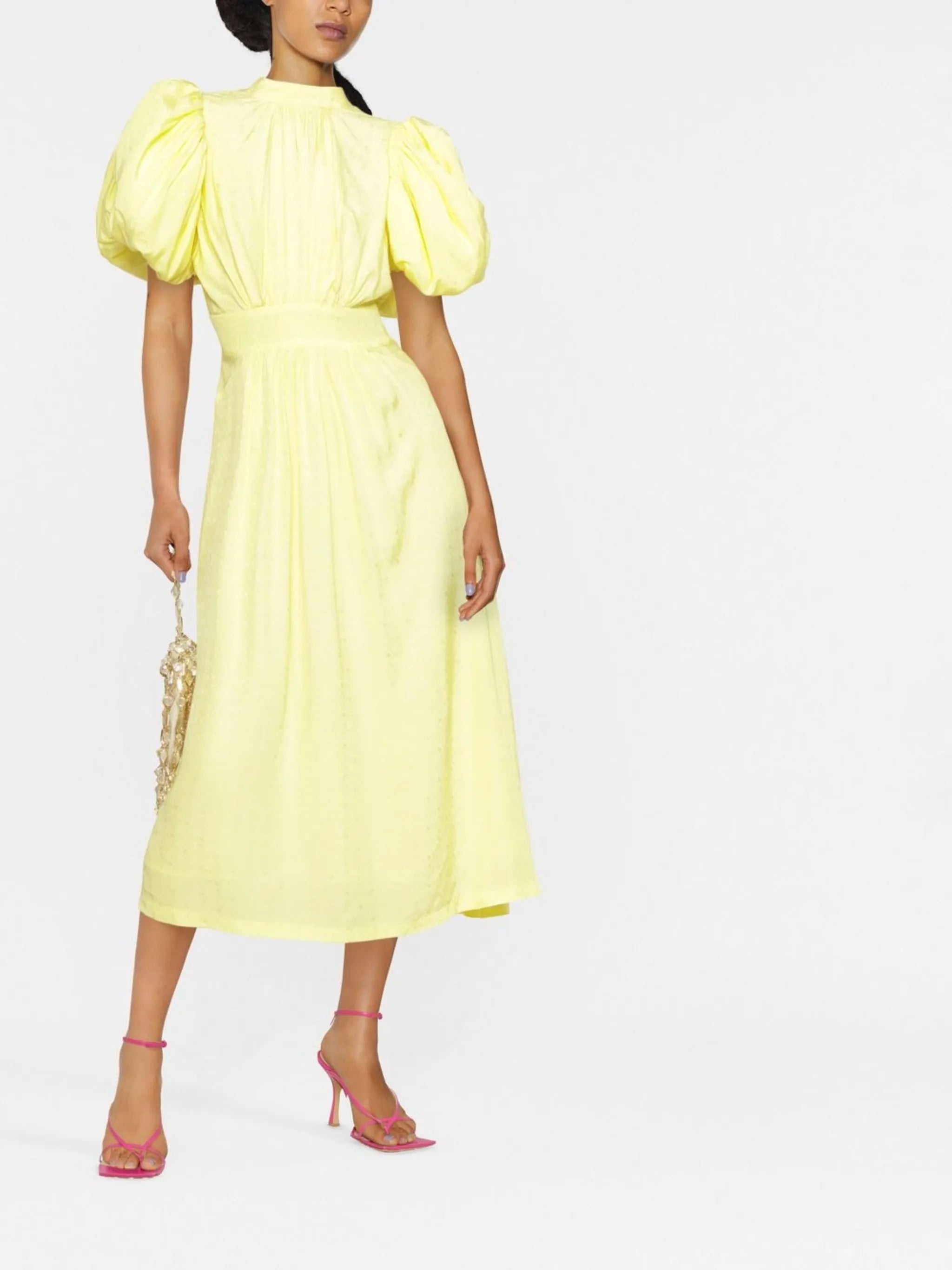 Noon puff-sleeve midi dress