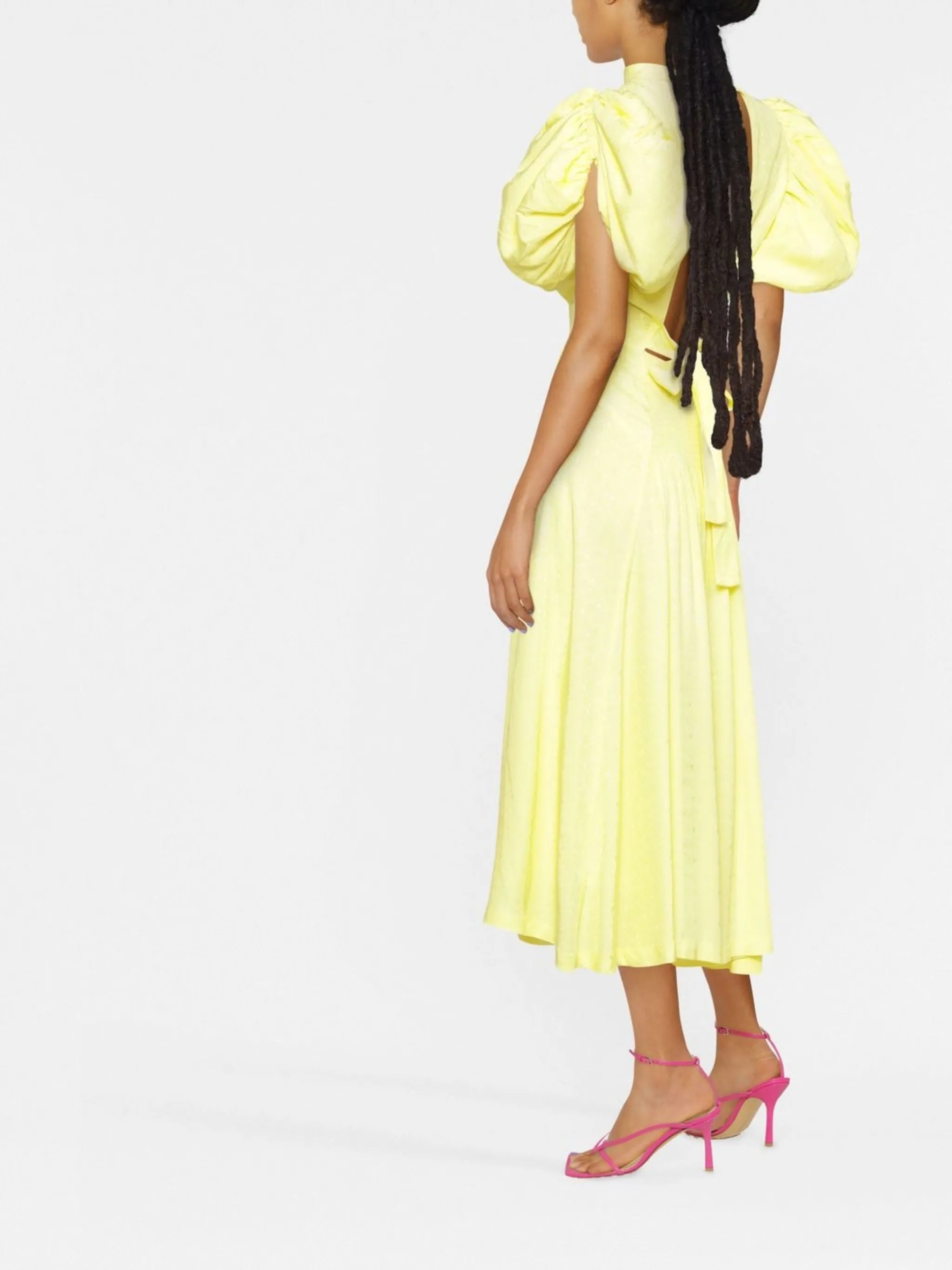 Noon puff-sleeve midi dress
