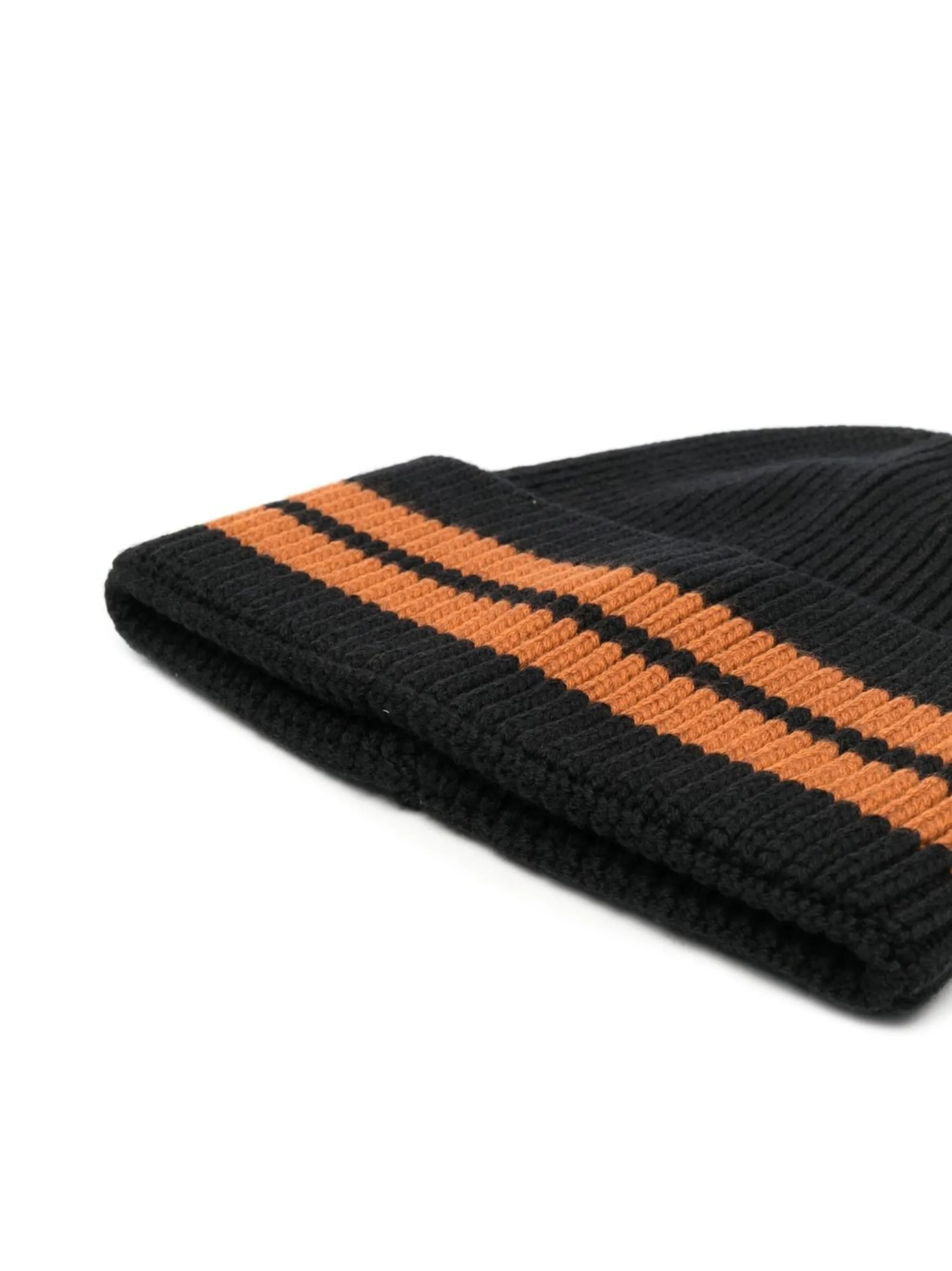 striped turn-up wool beanie
