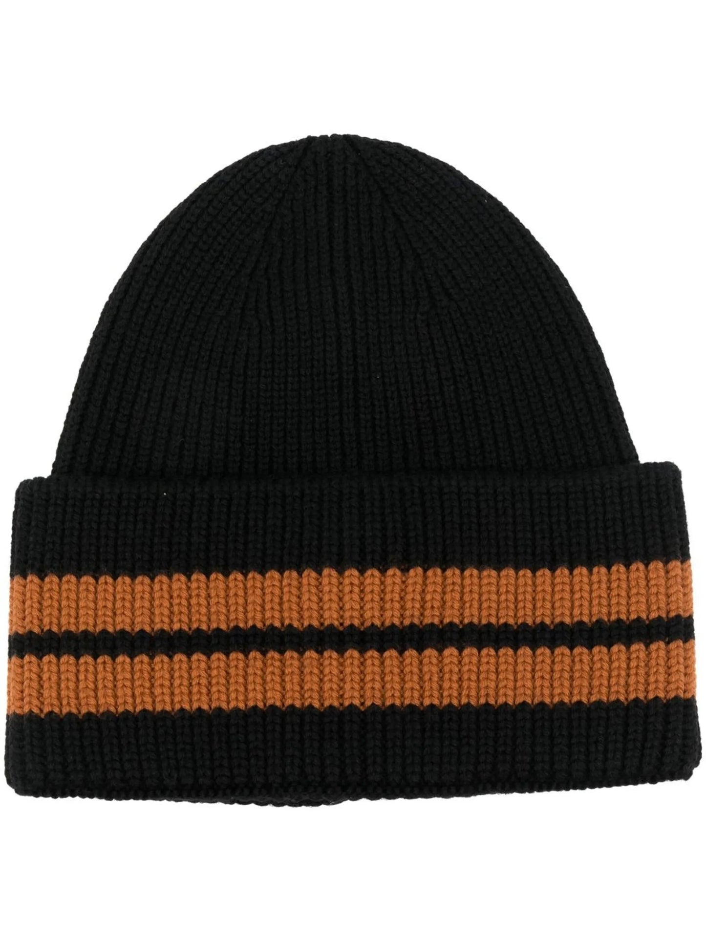 striped turn-up wool beanie