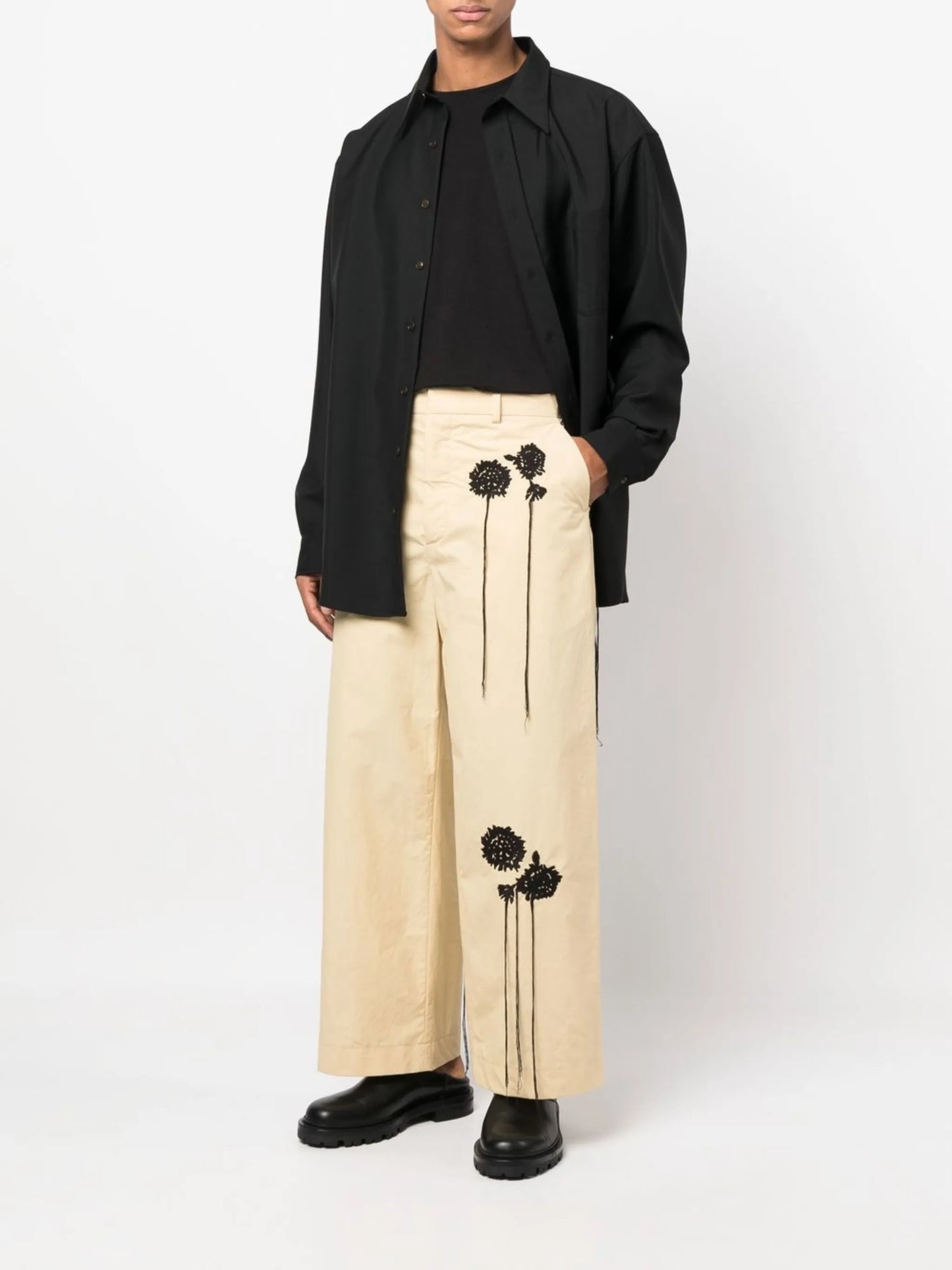 floral-print cropped trousers