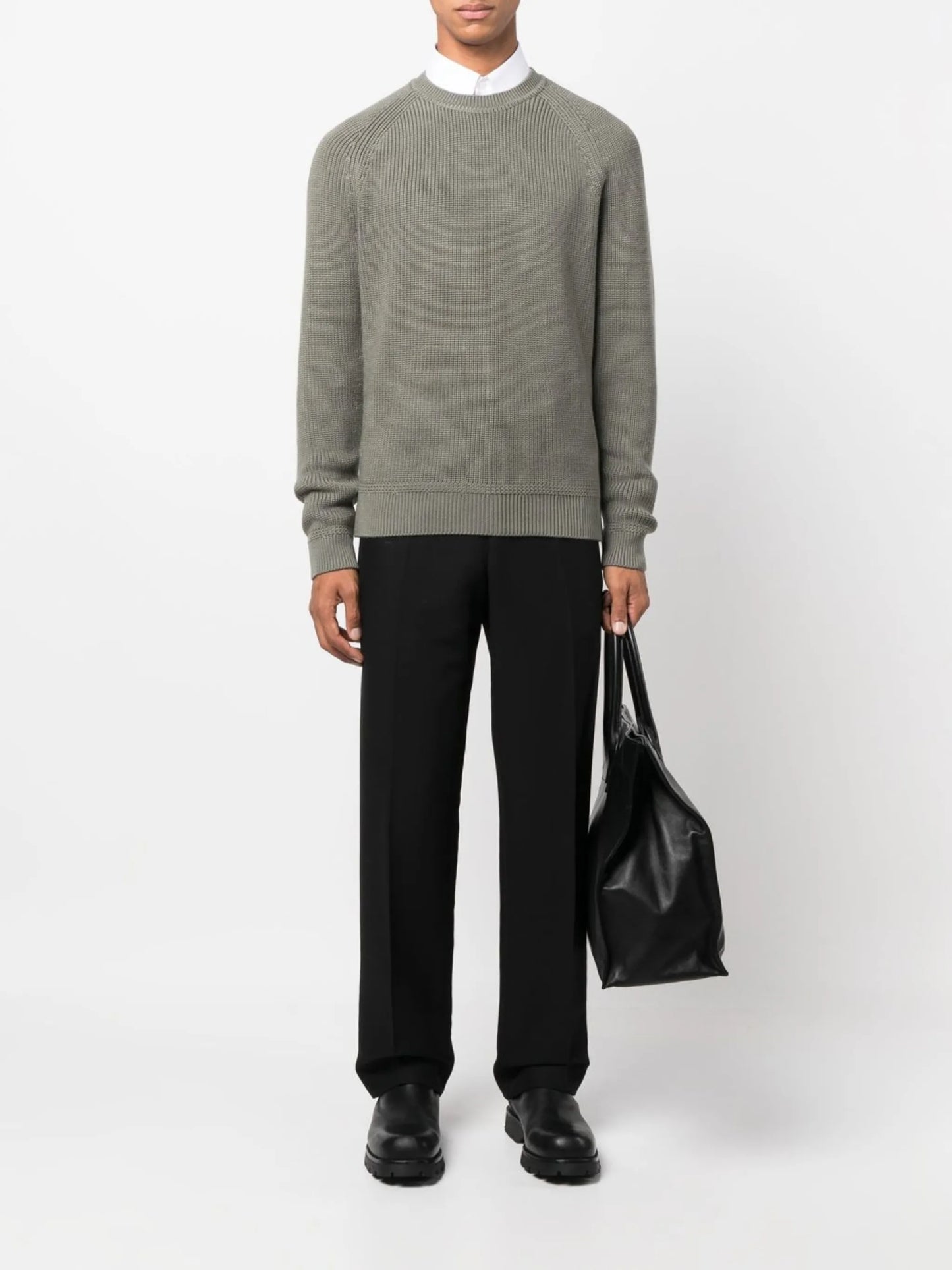crew neck ribbed jumper