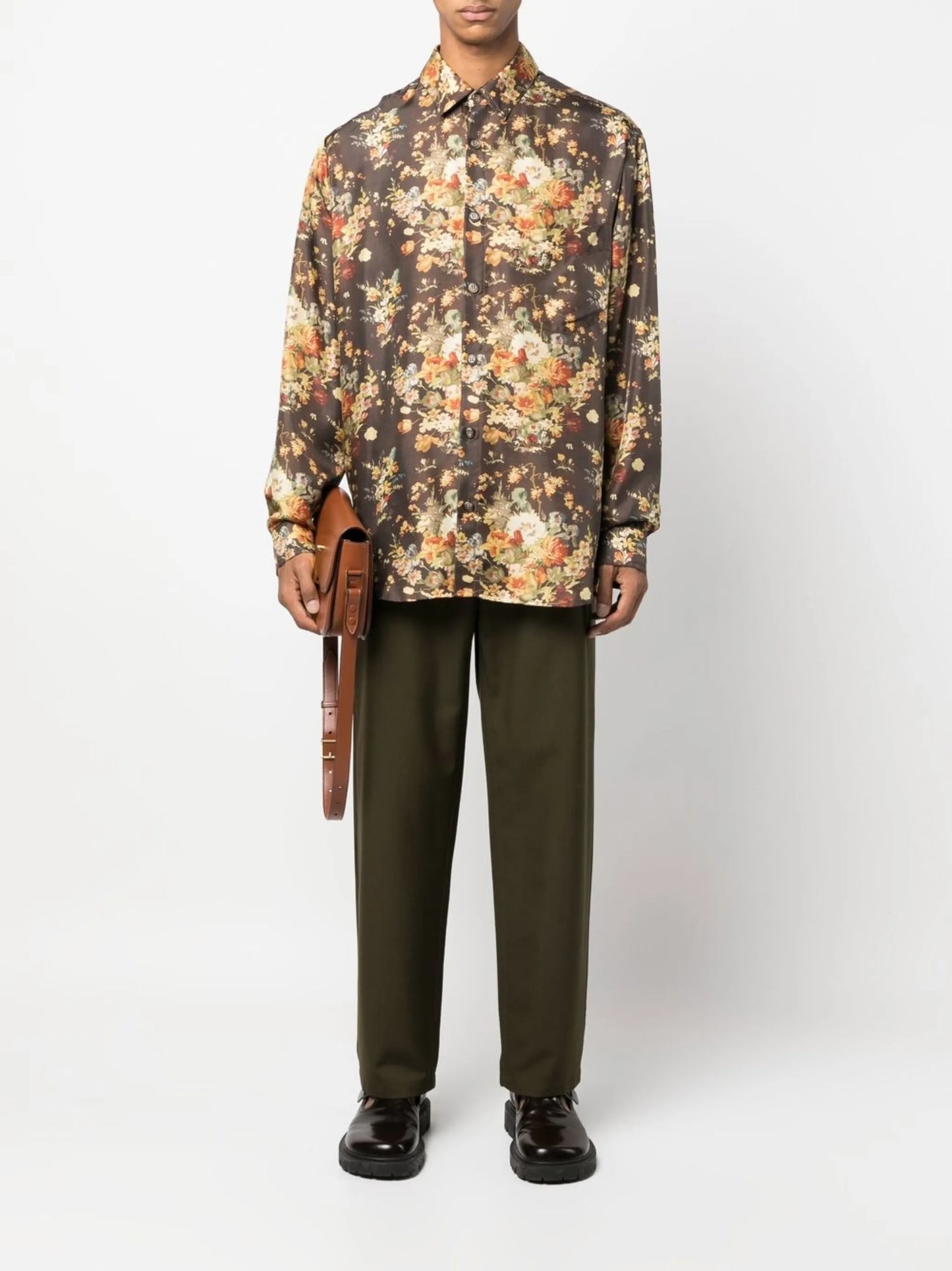 floral-print long-sleeve pyjama shirt