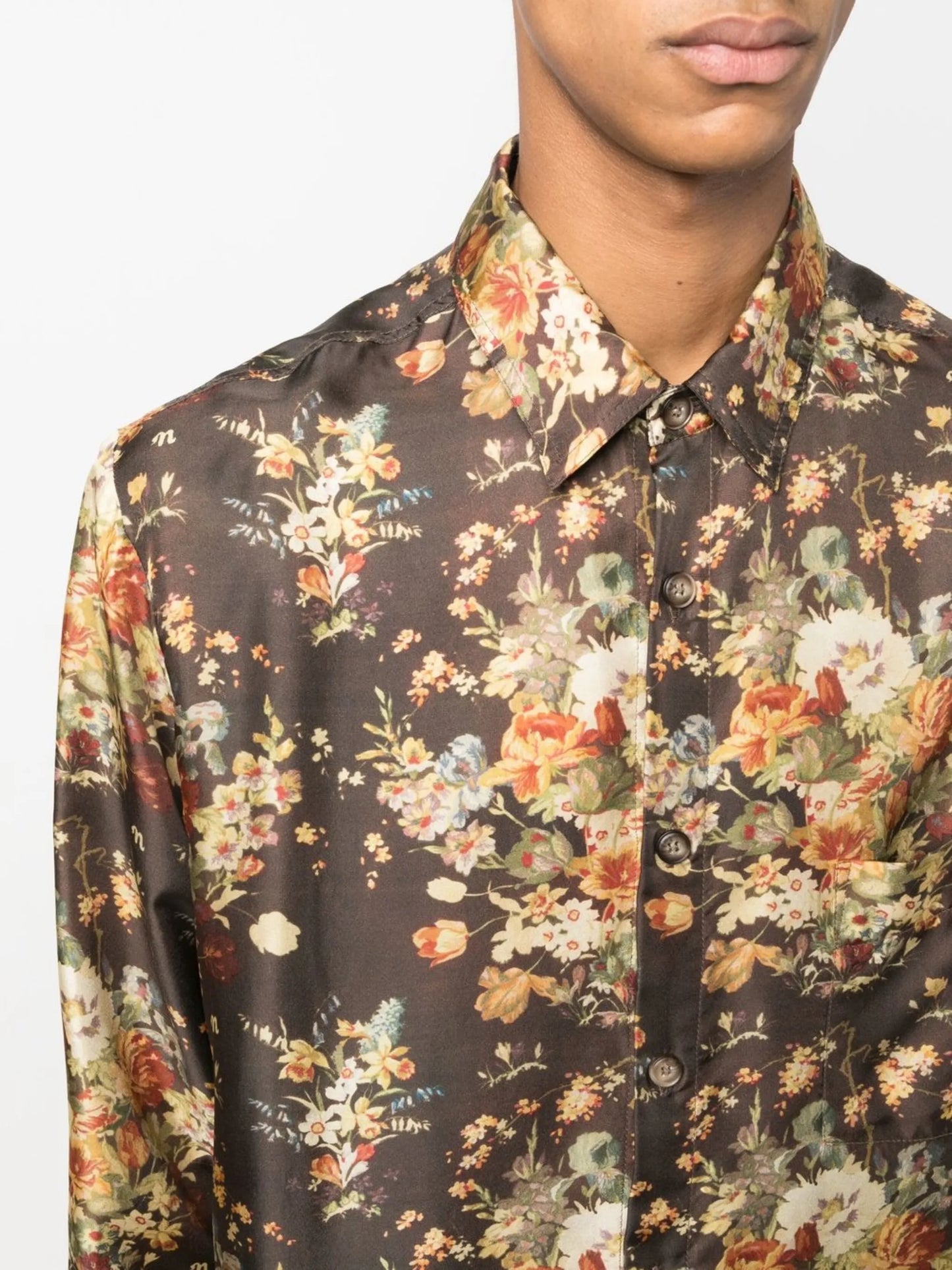 floral-print long-sleeve pyjama shirt