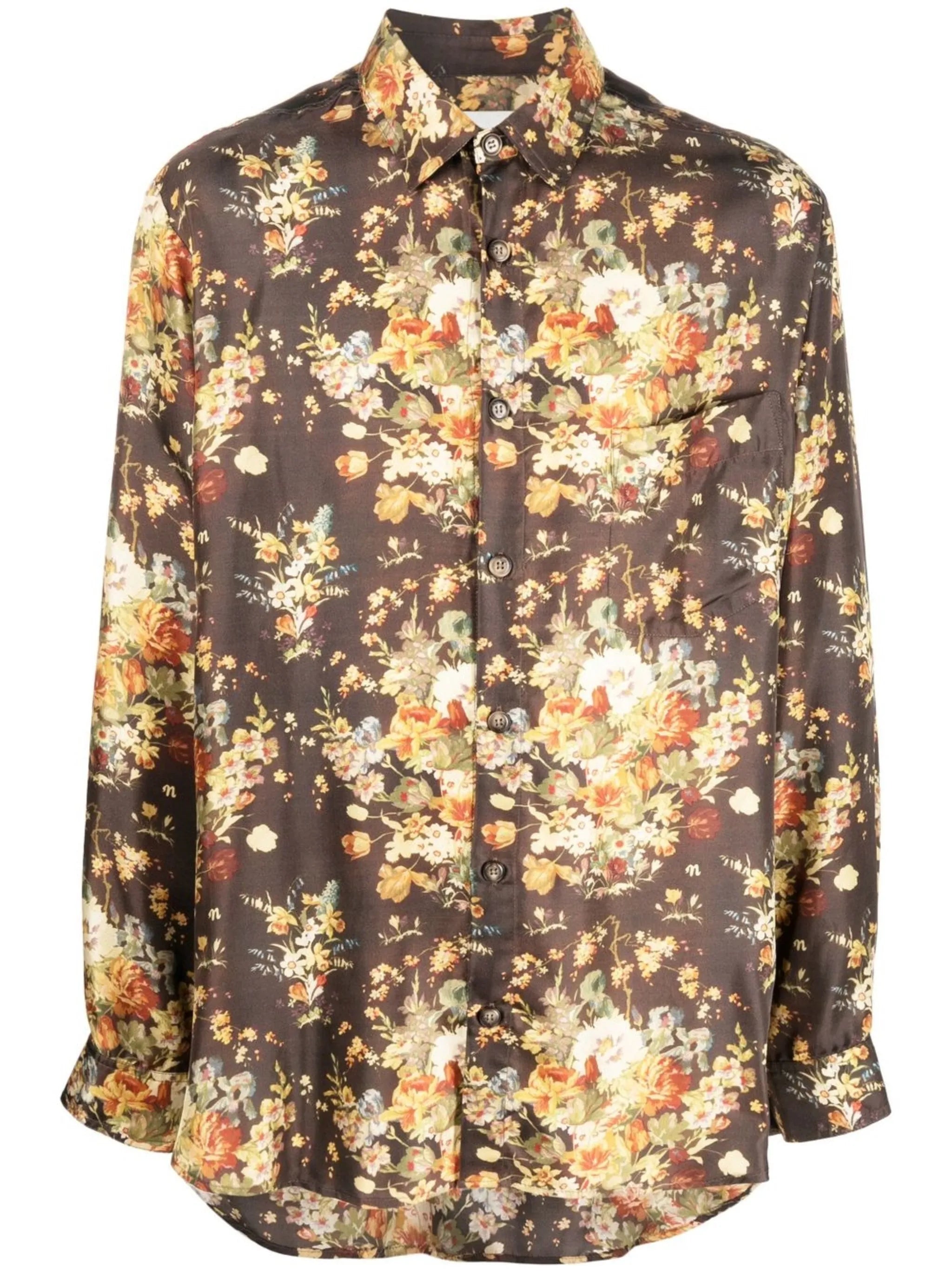 floral-print long-sleeve pyjama shirt