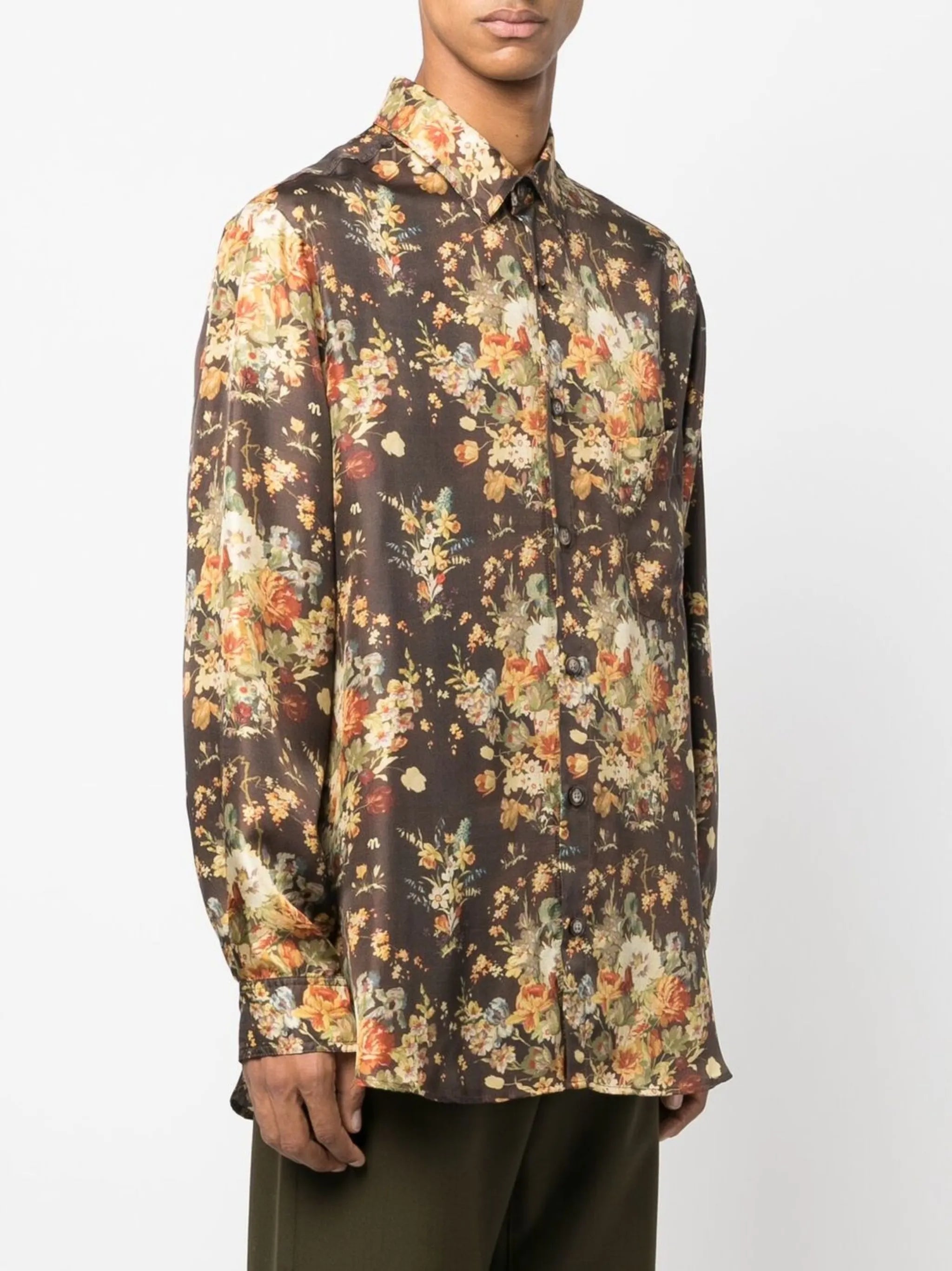 floral-print long-sleeve pyjama shirt