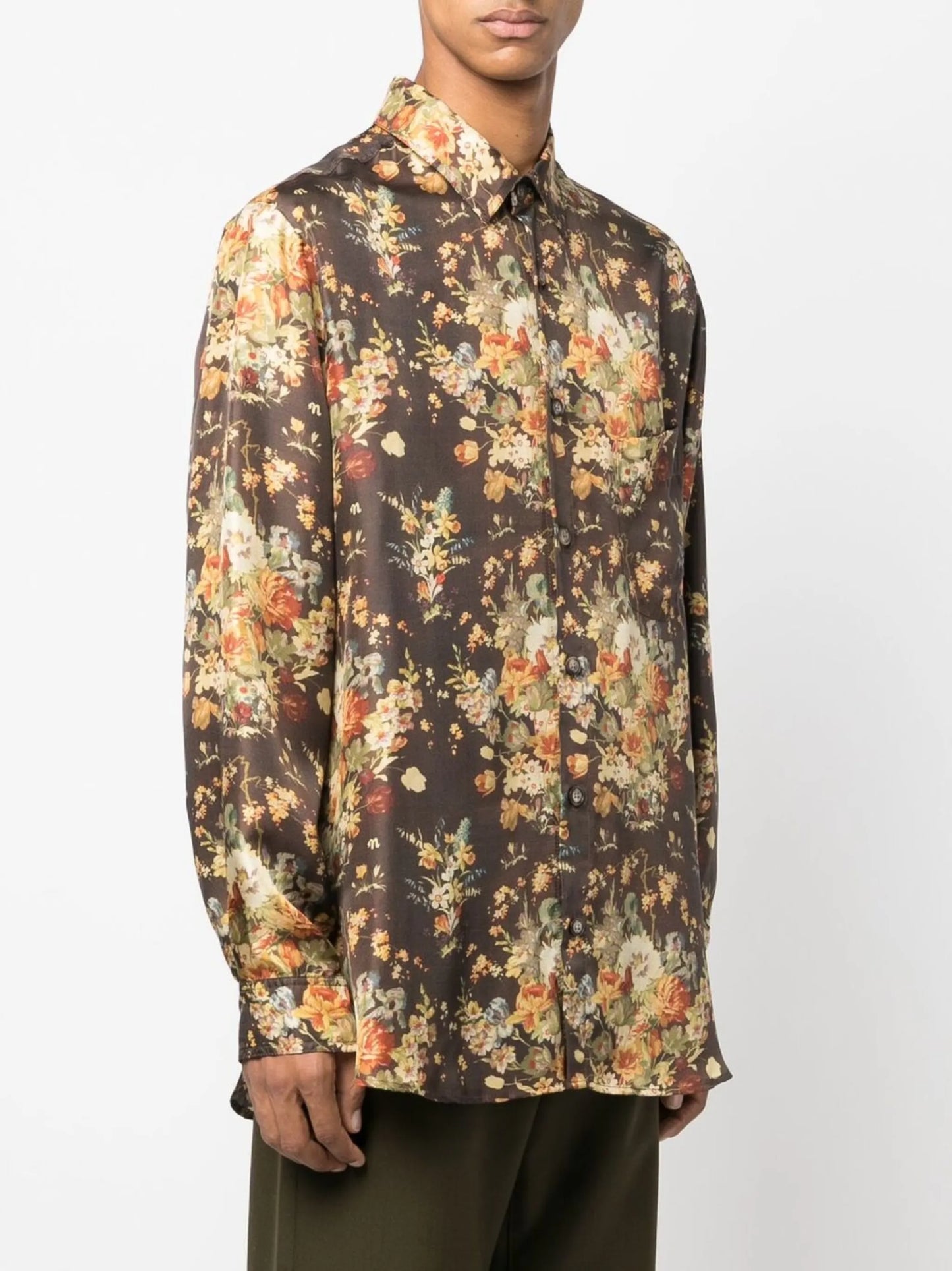 floral-print long-sleeve pyjama shirt