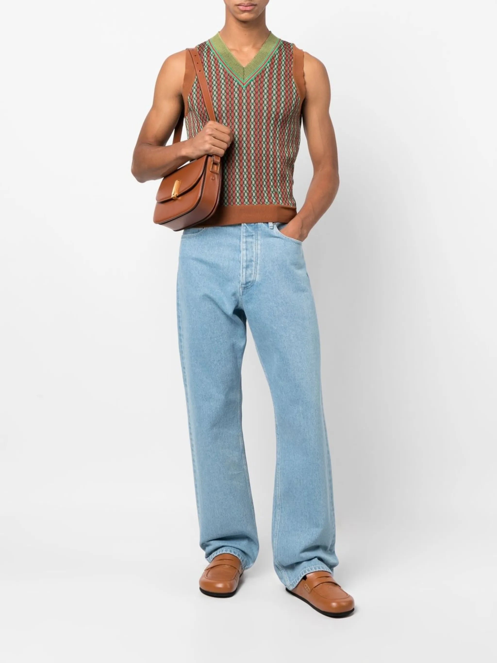 high-waist straight-leg jeans
