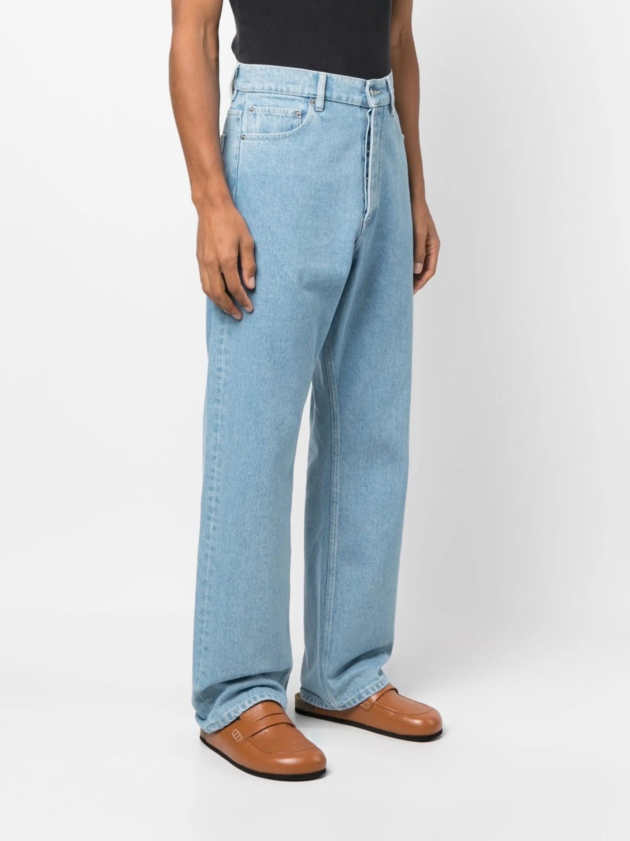 high-waist straight-leg jeans