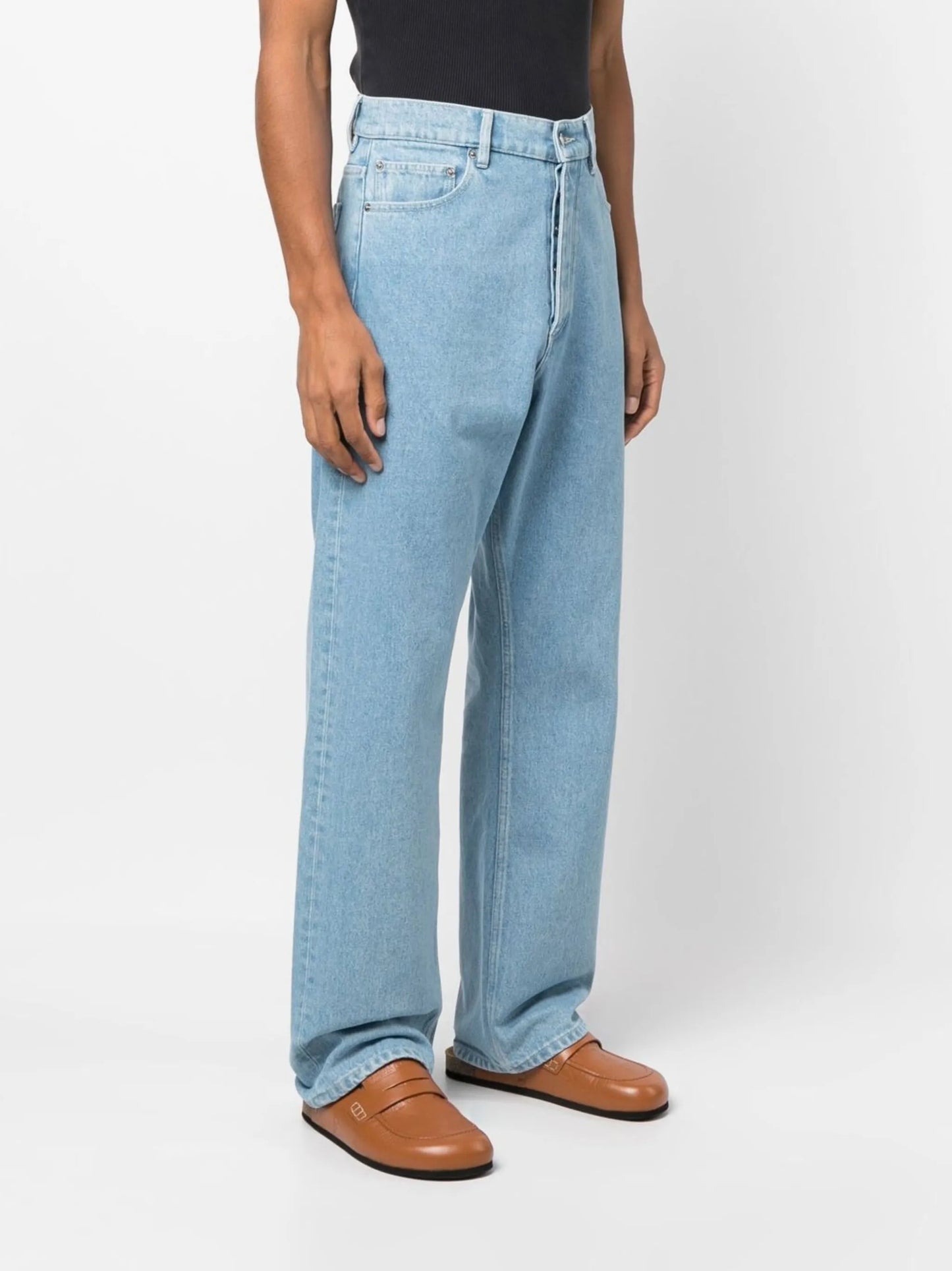 high-waist straight-leg jeans