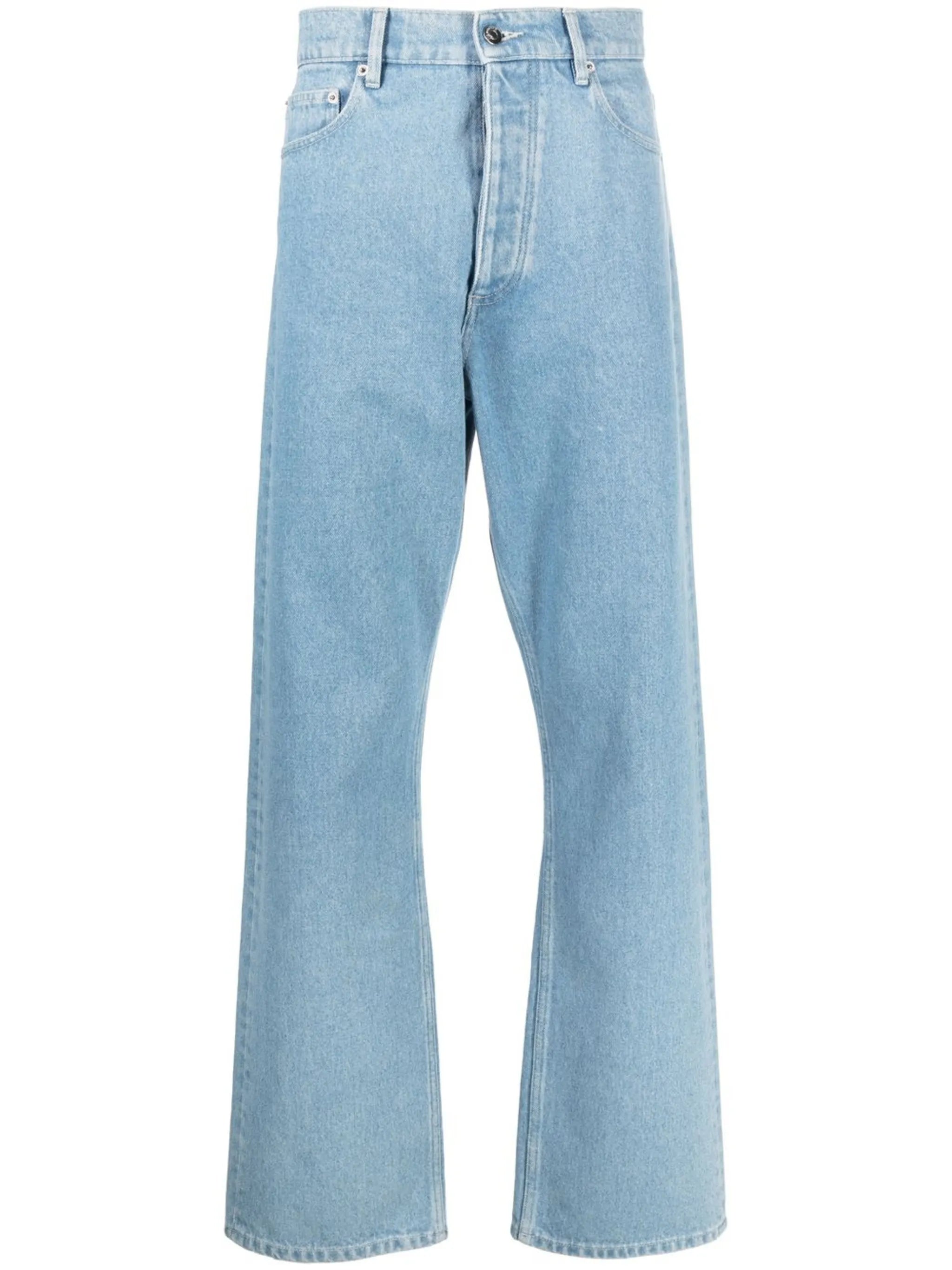 high-waist straight-leg jeans