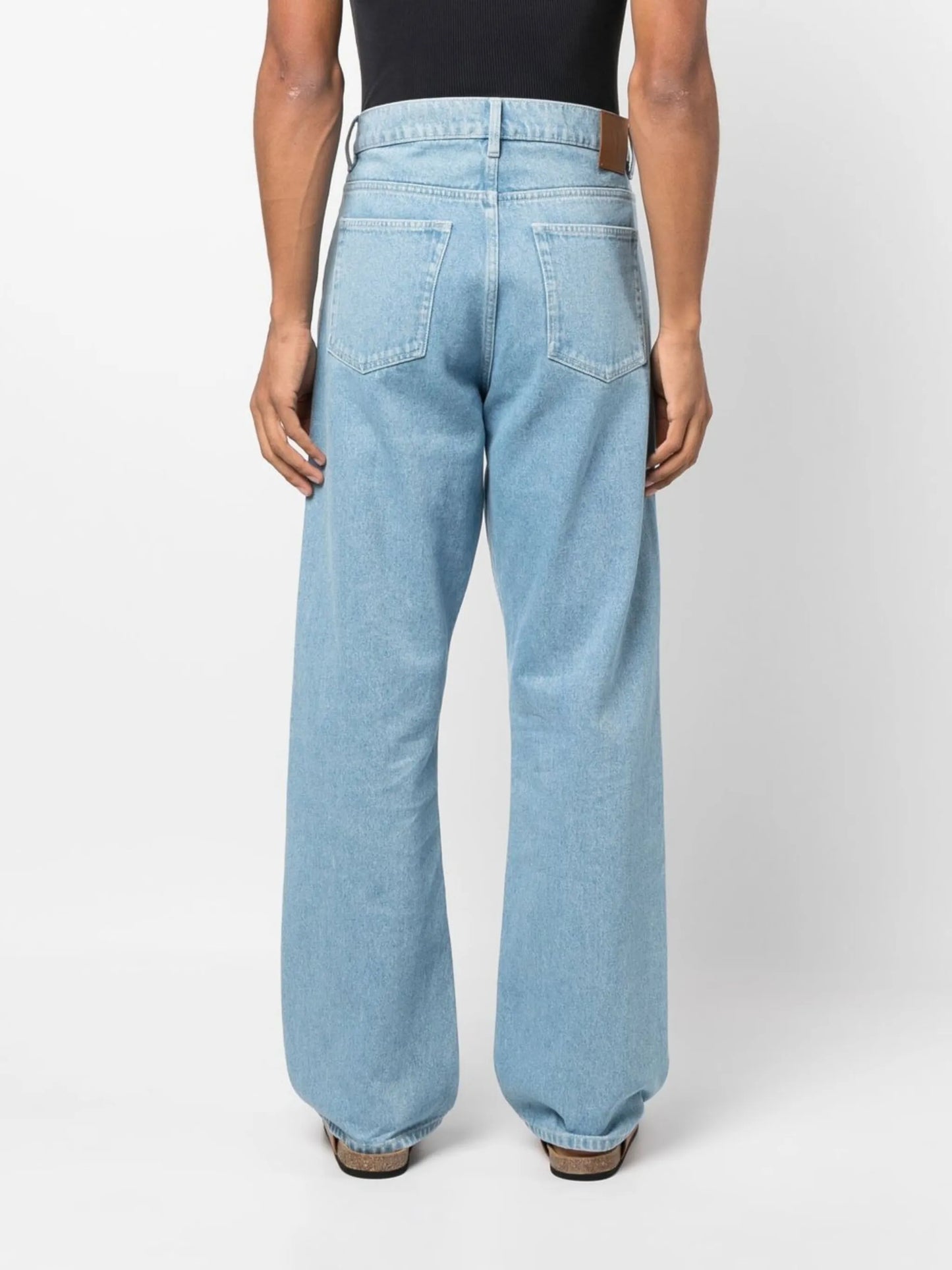 high-waist straight-leg jeans
