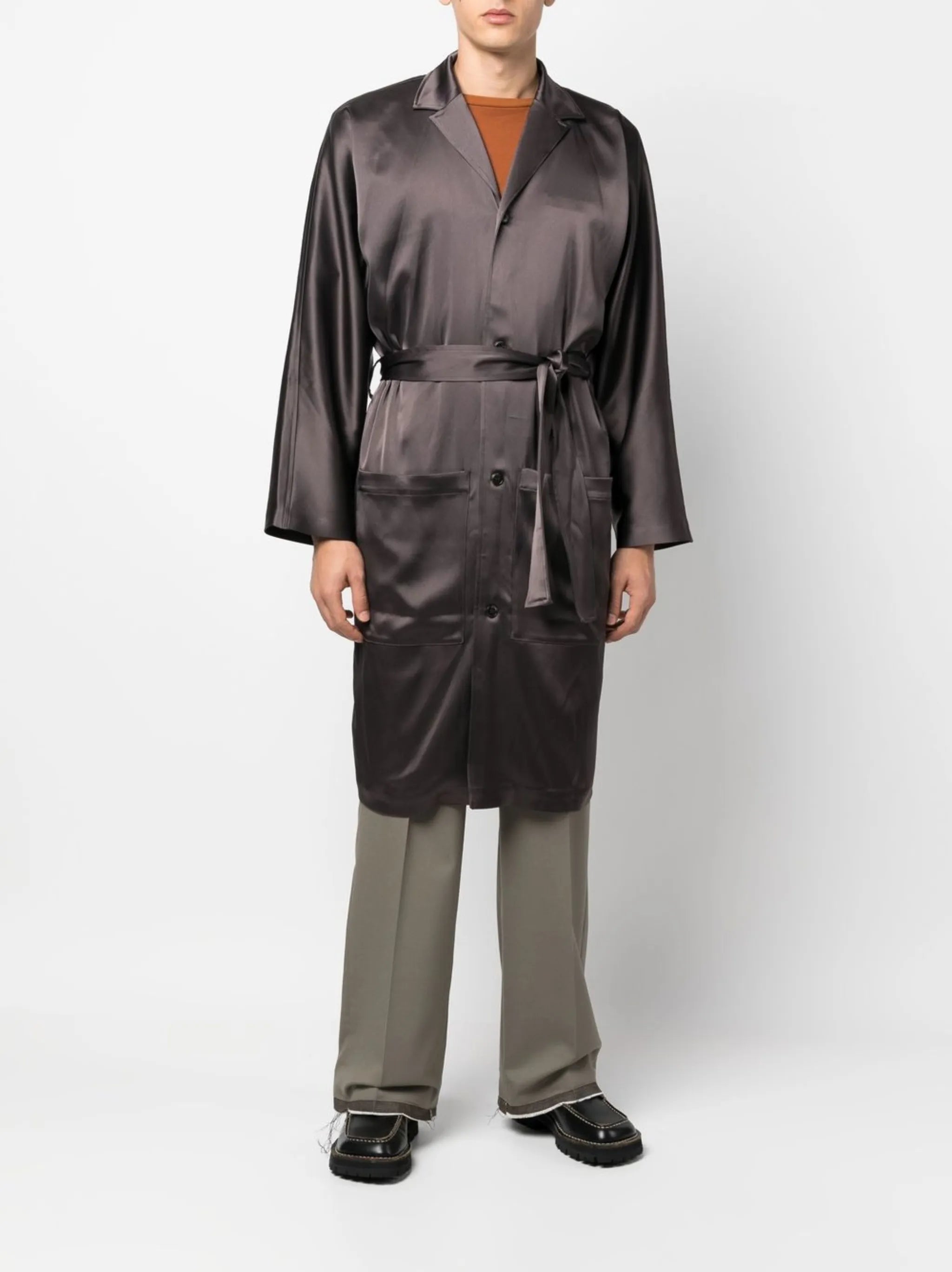 cuban-collar self-tie shirt