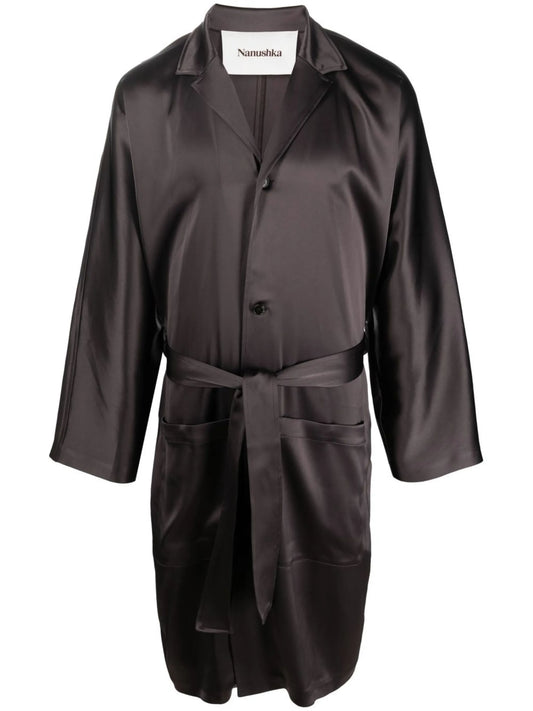 cuban-collar self-tie shirt