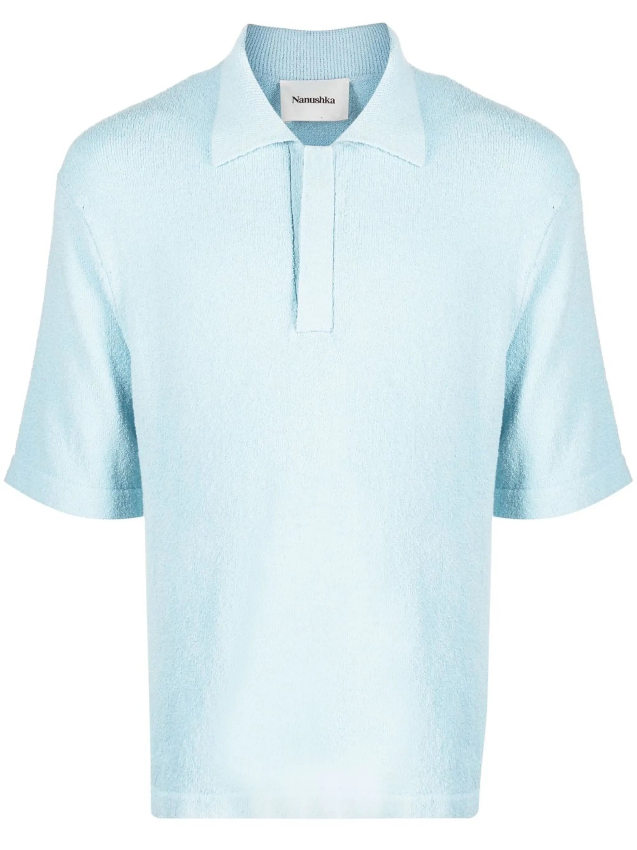 textured short-sleeve polo shirt