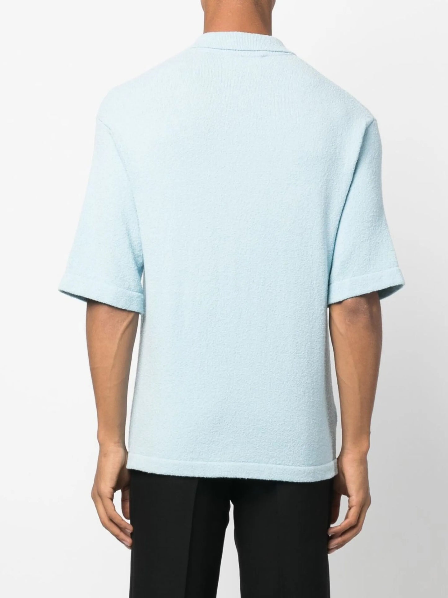 textured short-sleeve polo shirt