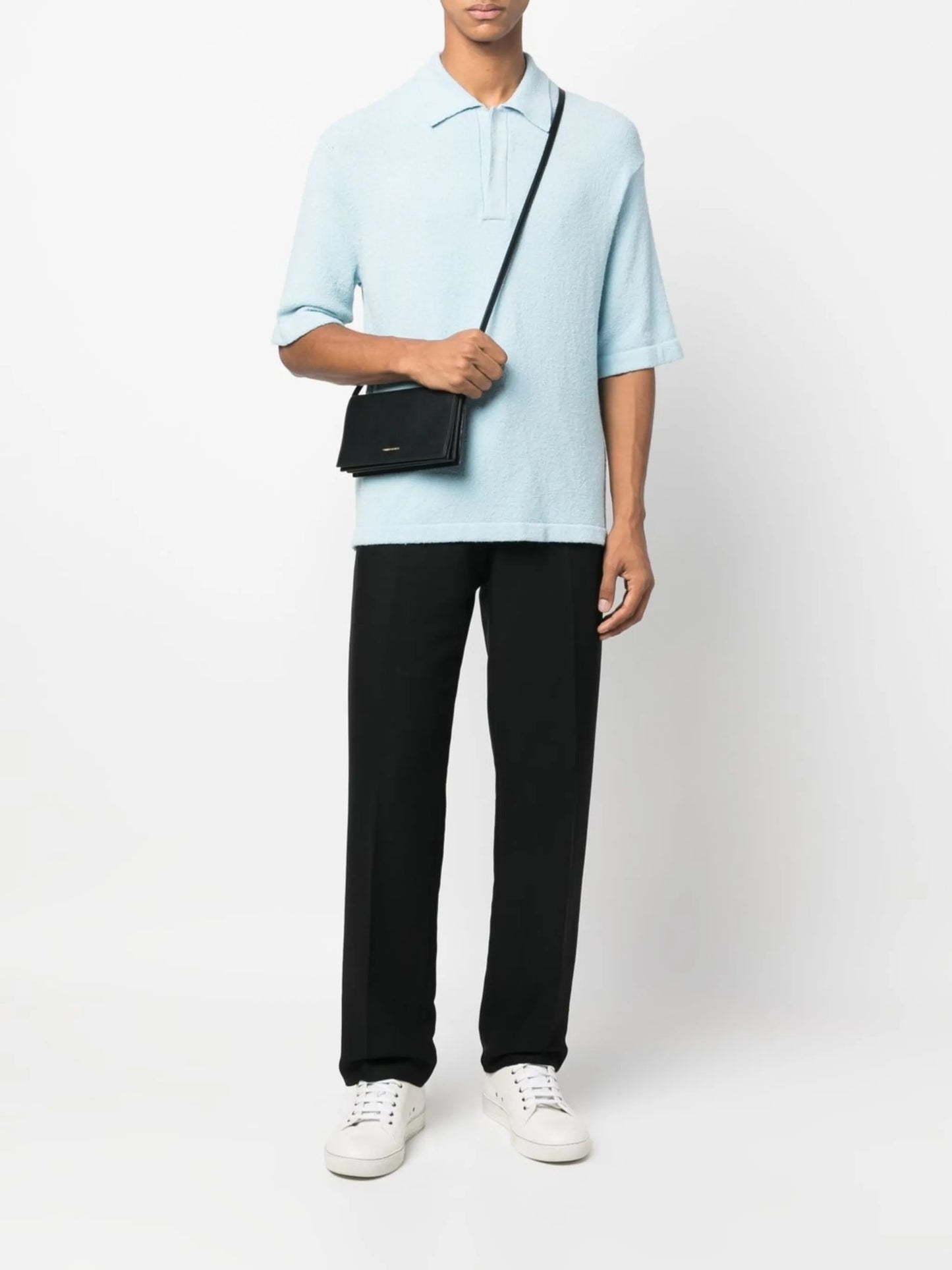 textured short-sleeve polo shirt
