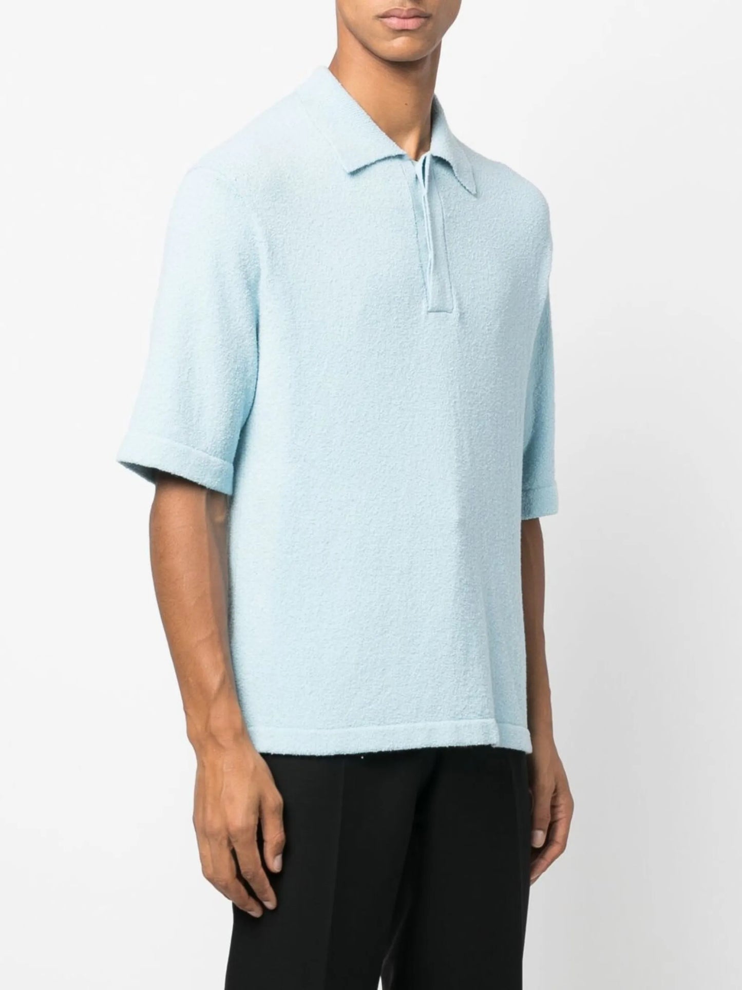 textured short-sleeve polo shirt