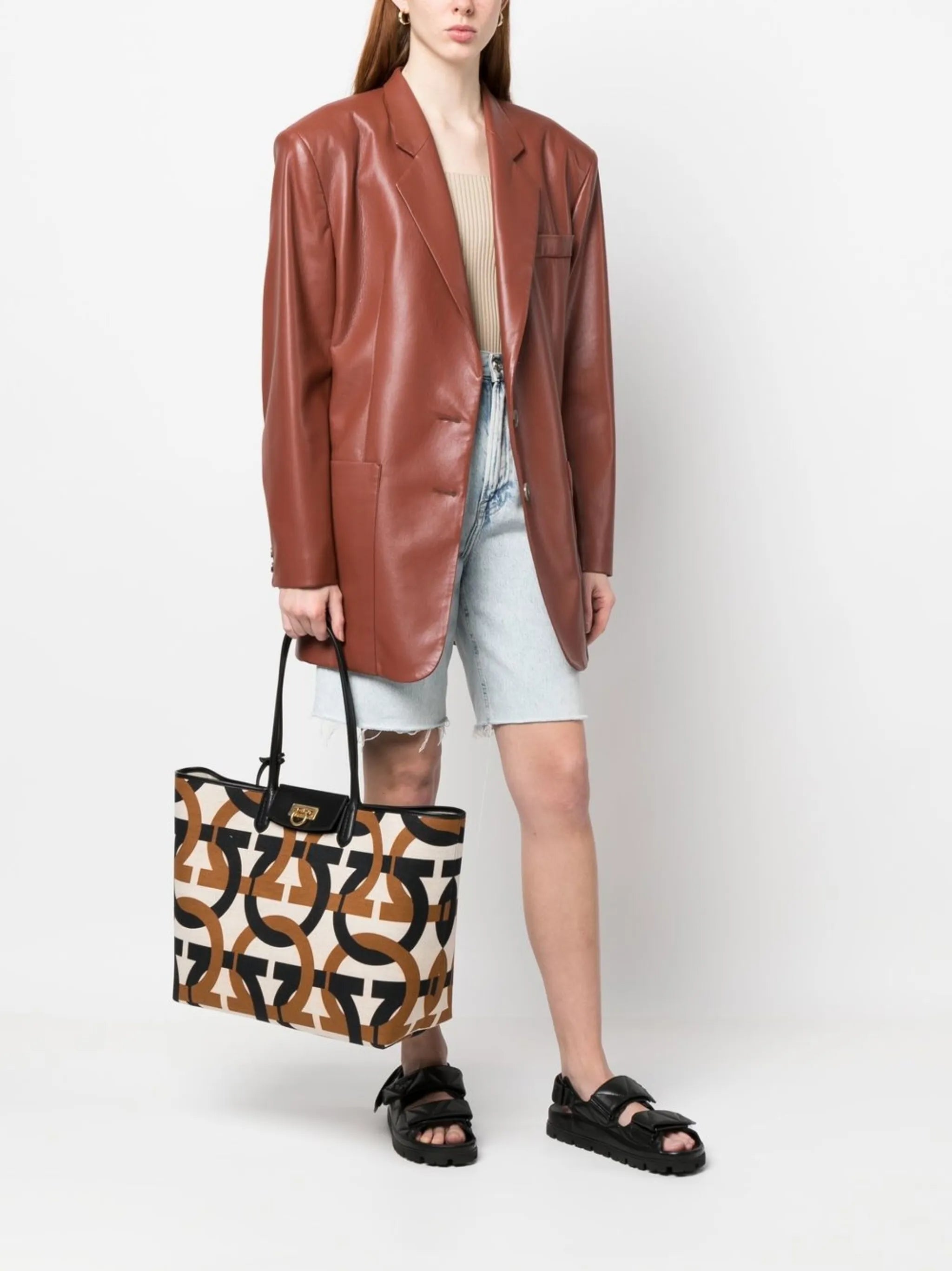 logo-print tote bag