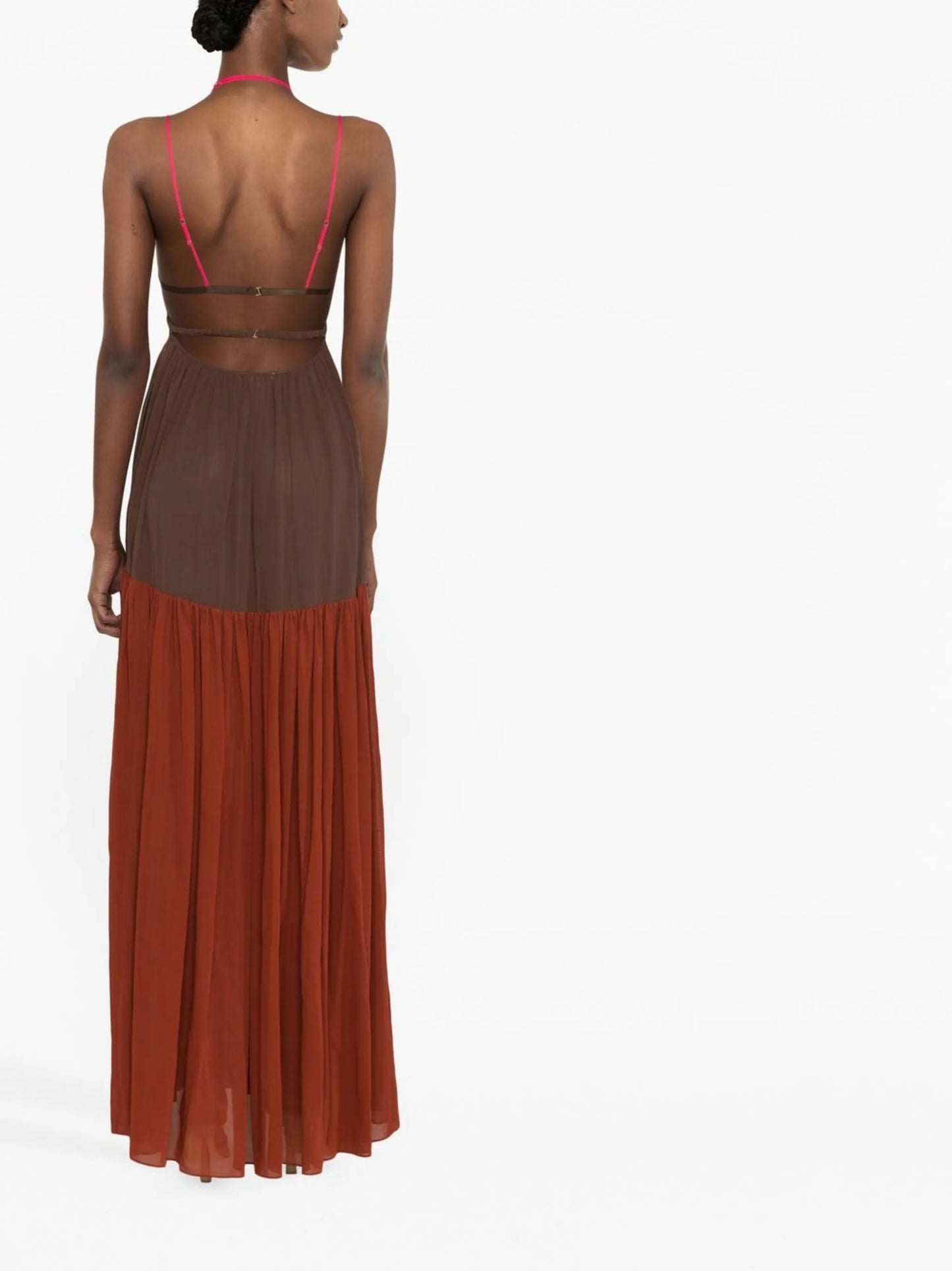 strappy panelled maxi dress