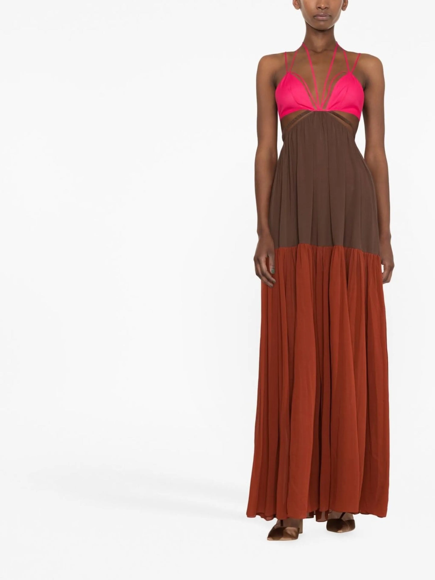 strappy panelled maxi dress