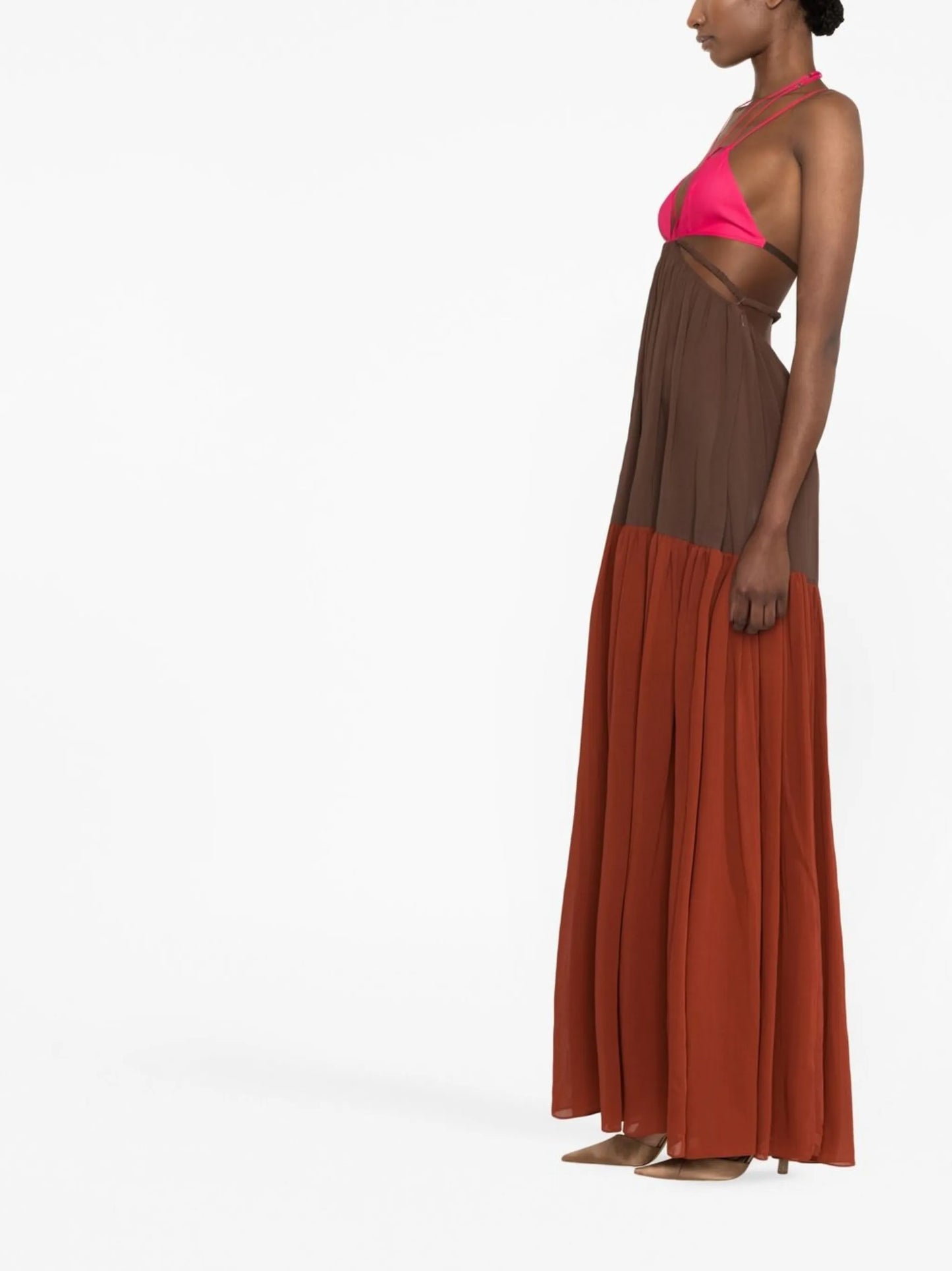 strappy panelled maxi dress