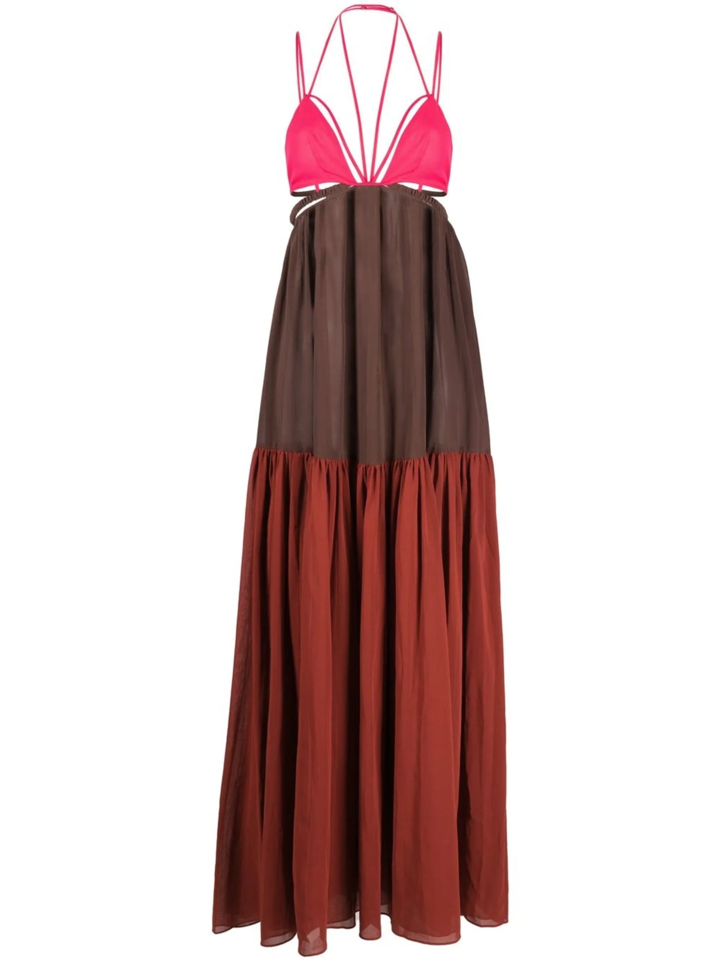 strappy panelled maxi dress