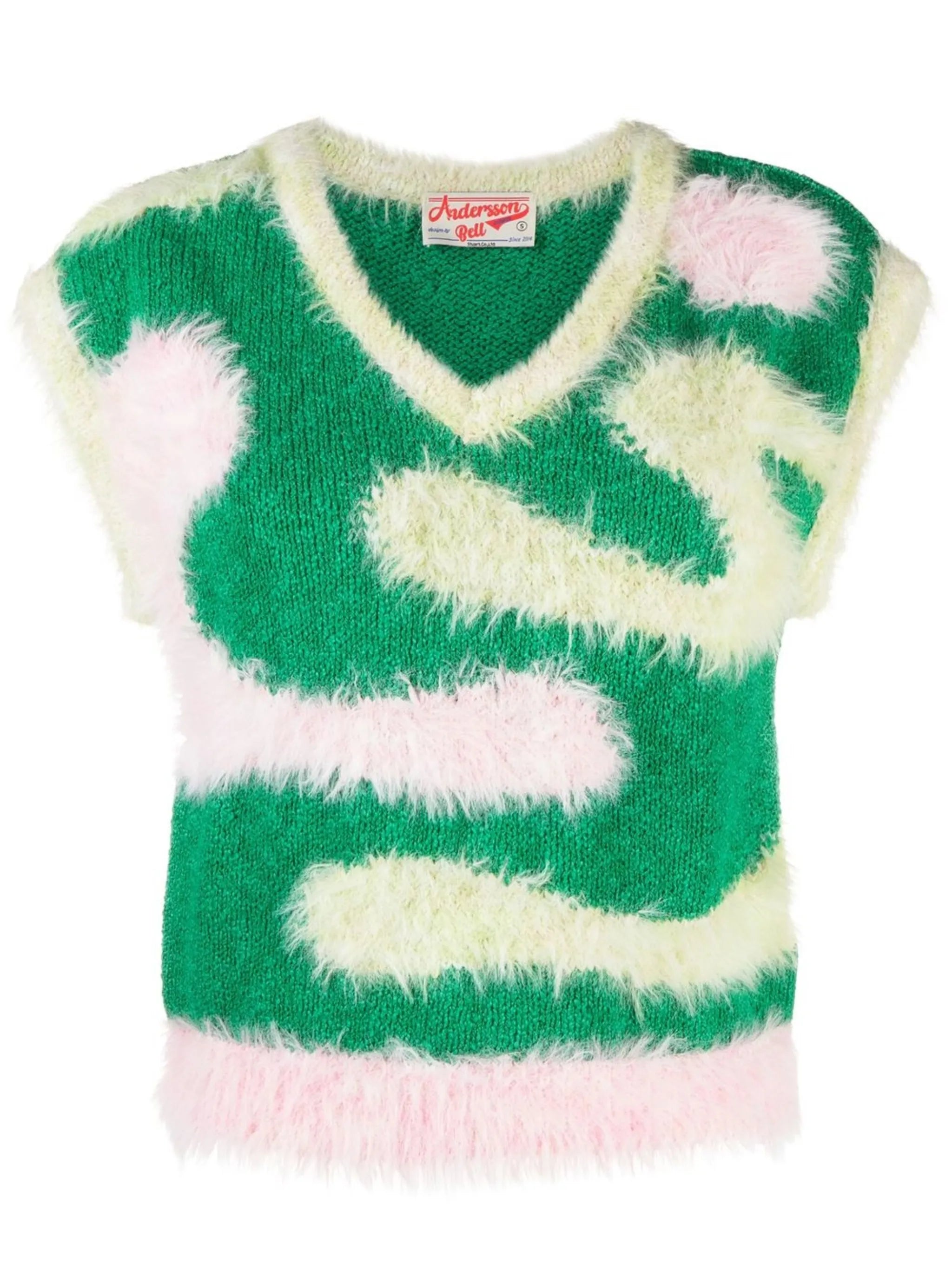 V-neck brushed knitted vest