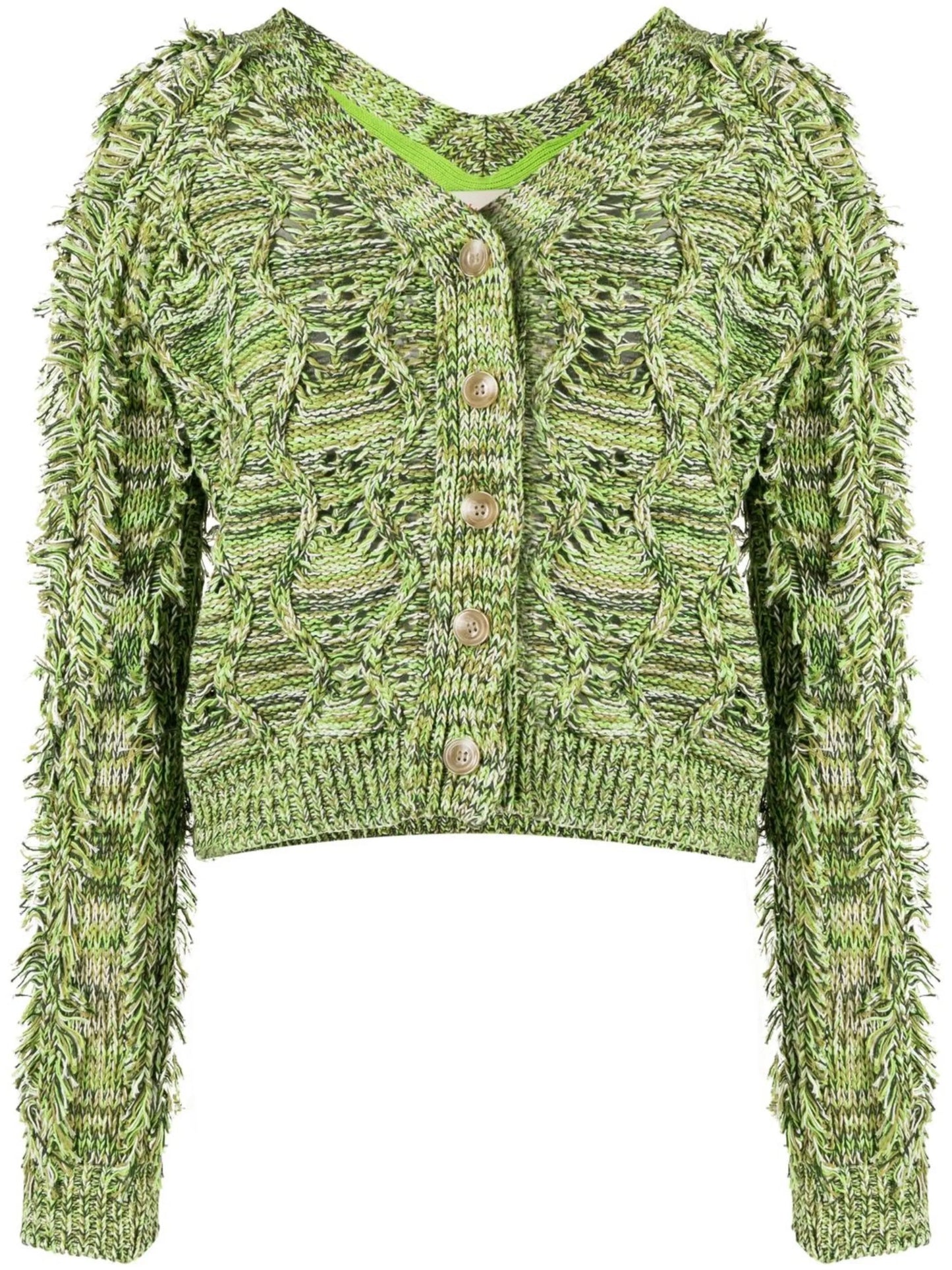open-knit fringed cardigan