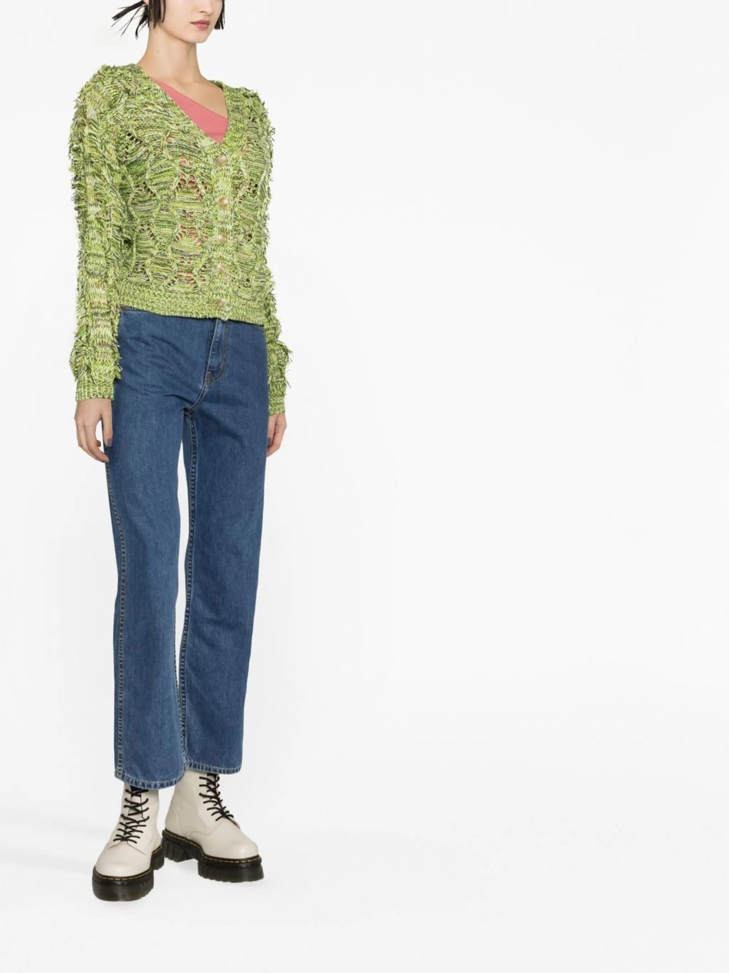 open-knit fringed cardigan