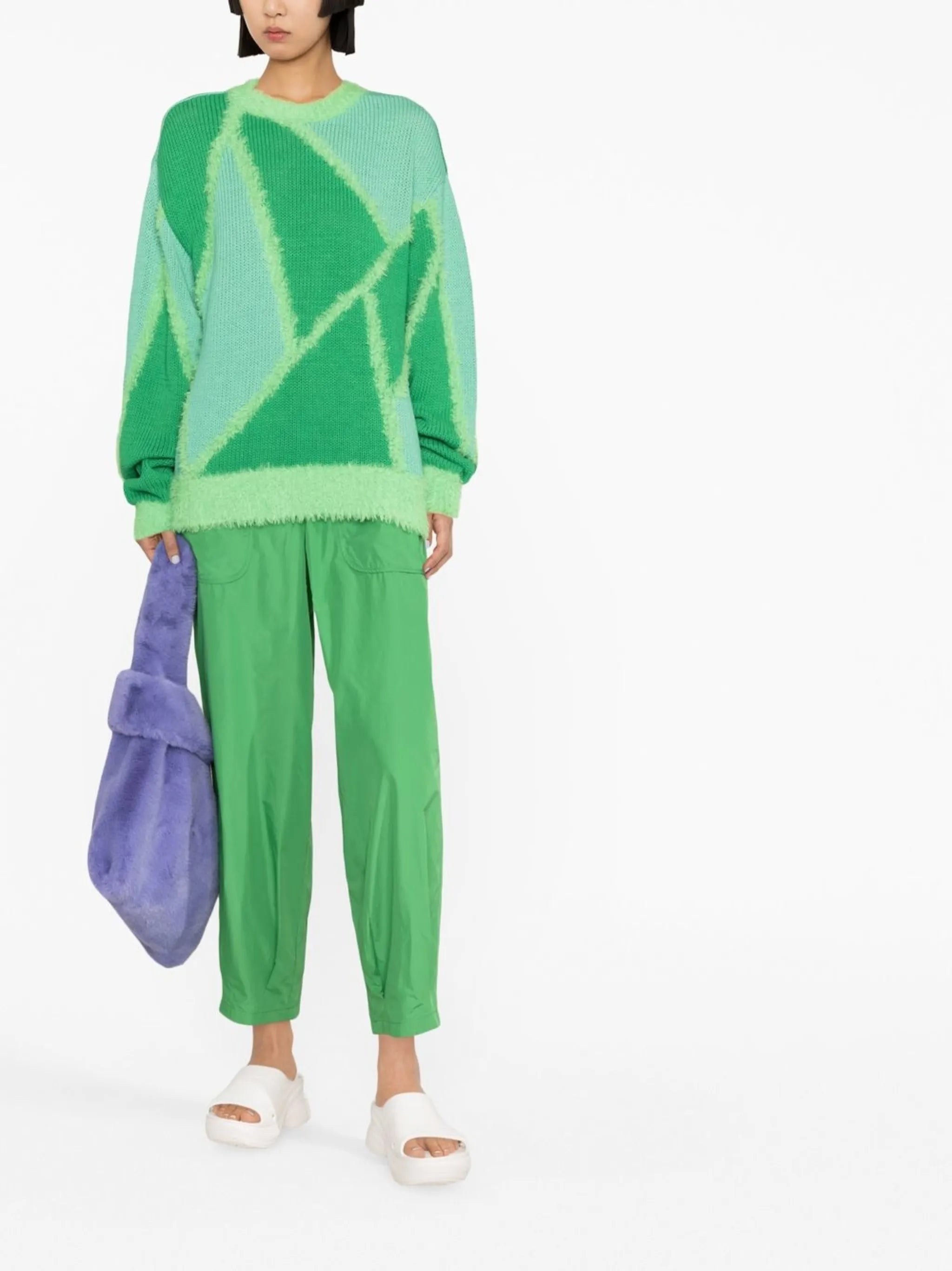 intarsia-knit geometric-print sweater