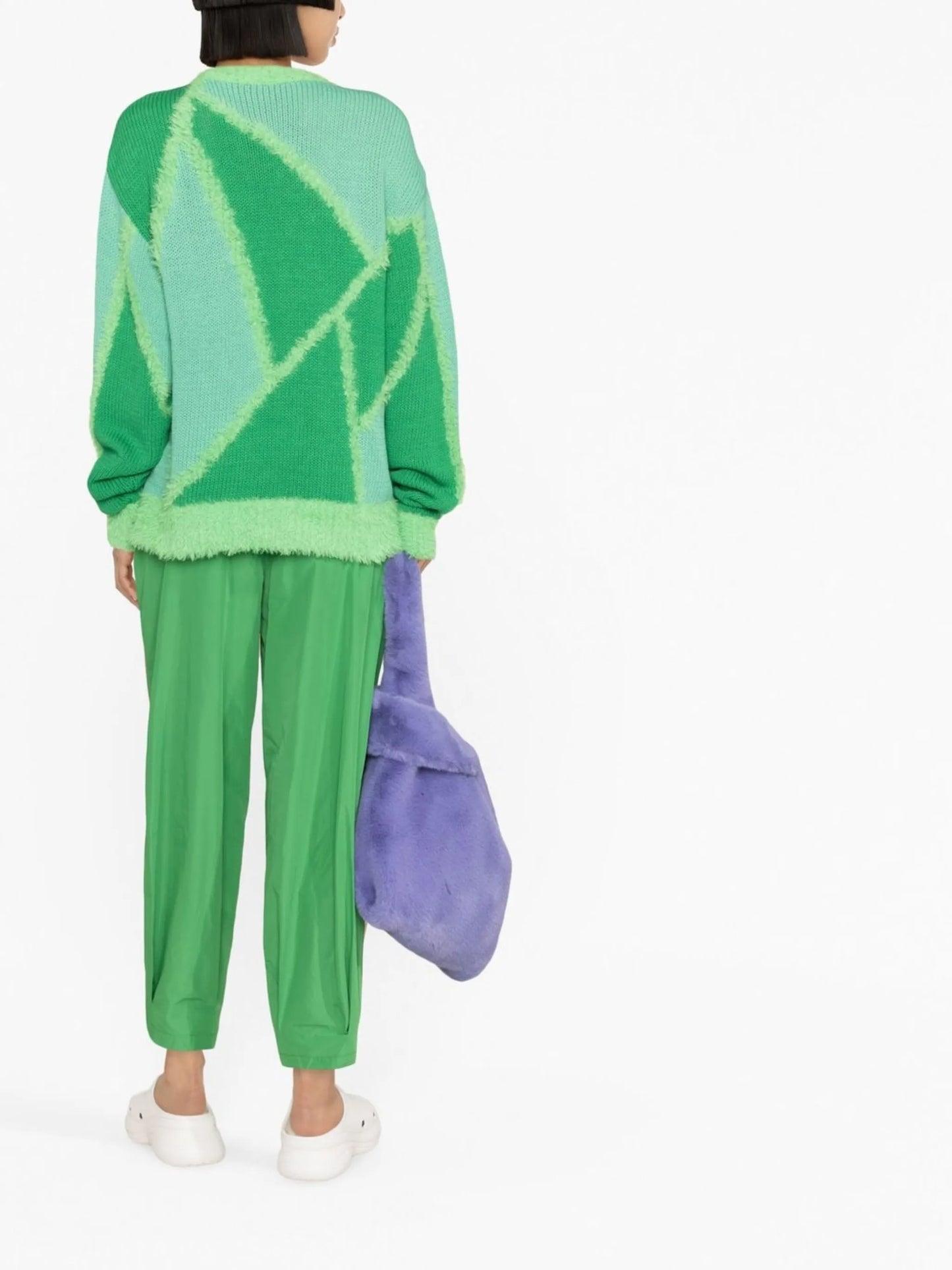 intarsia-knit geometric-print sweater