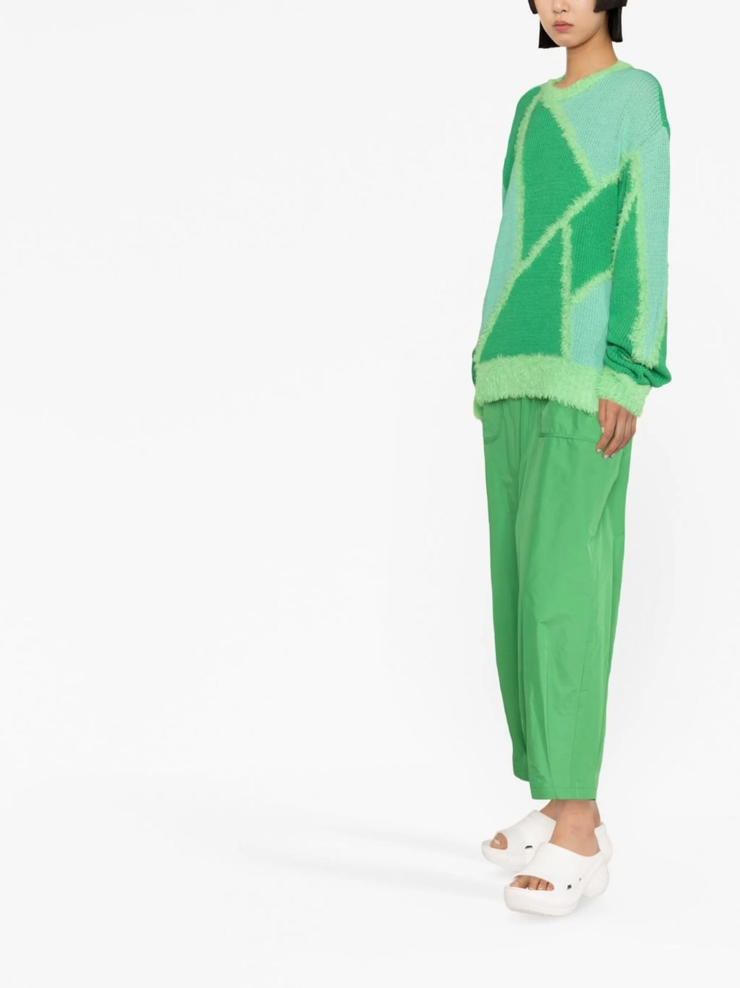 intarsia-knit geometric-print sweater