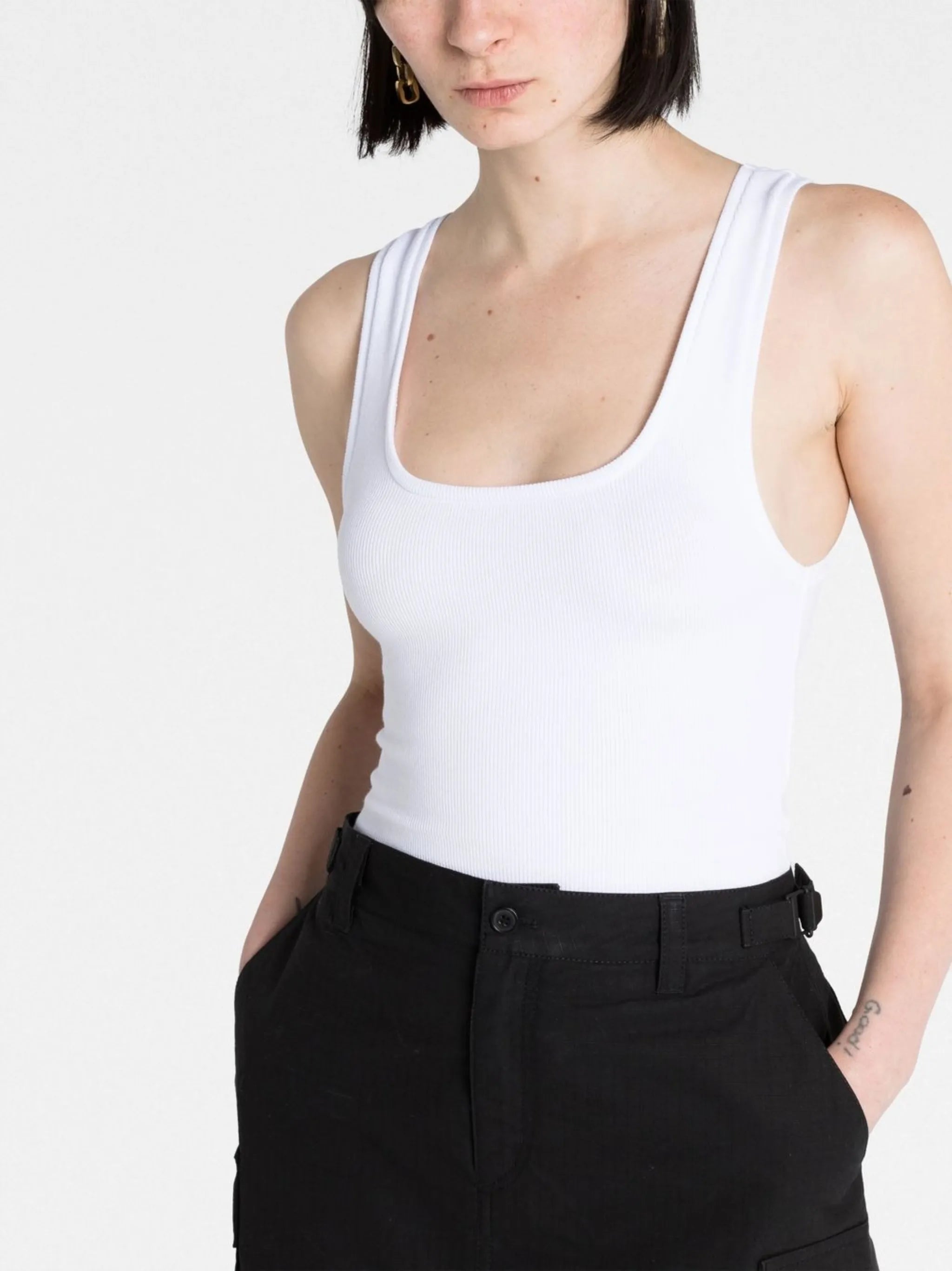 White Sleeveless Vest Top