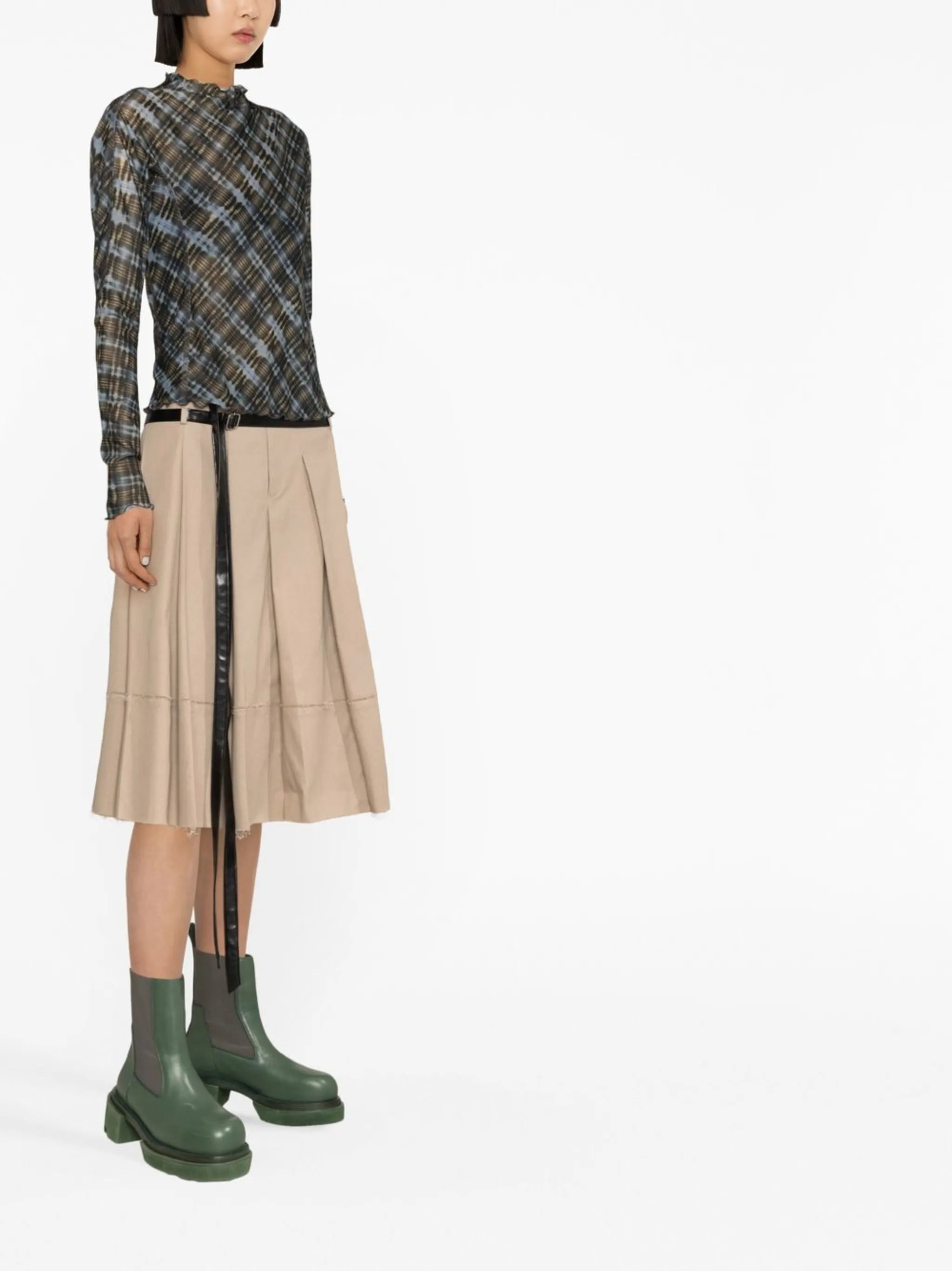Halcyon semi-sheer long-sleeved top