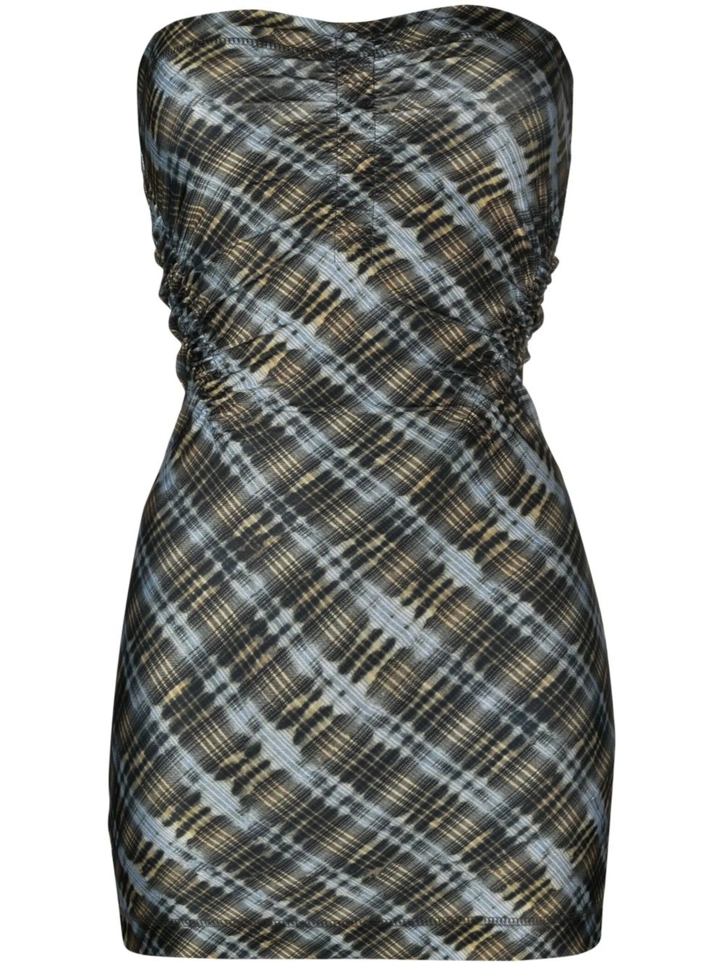 Skinn plaid-check strapless minidress